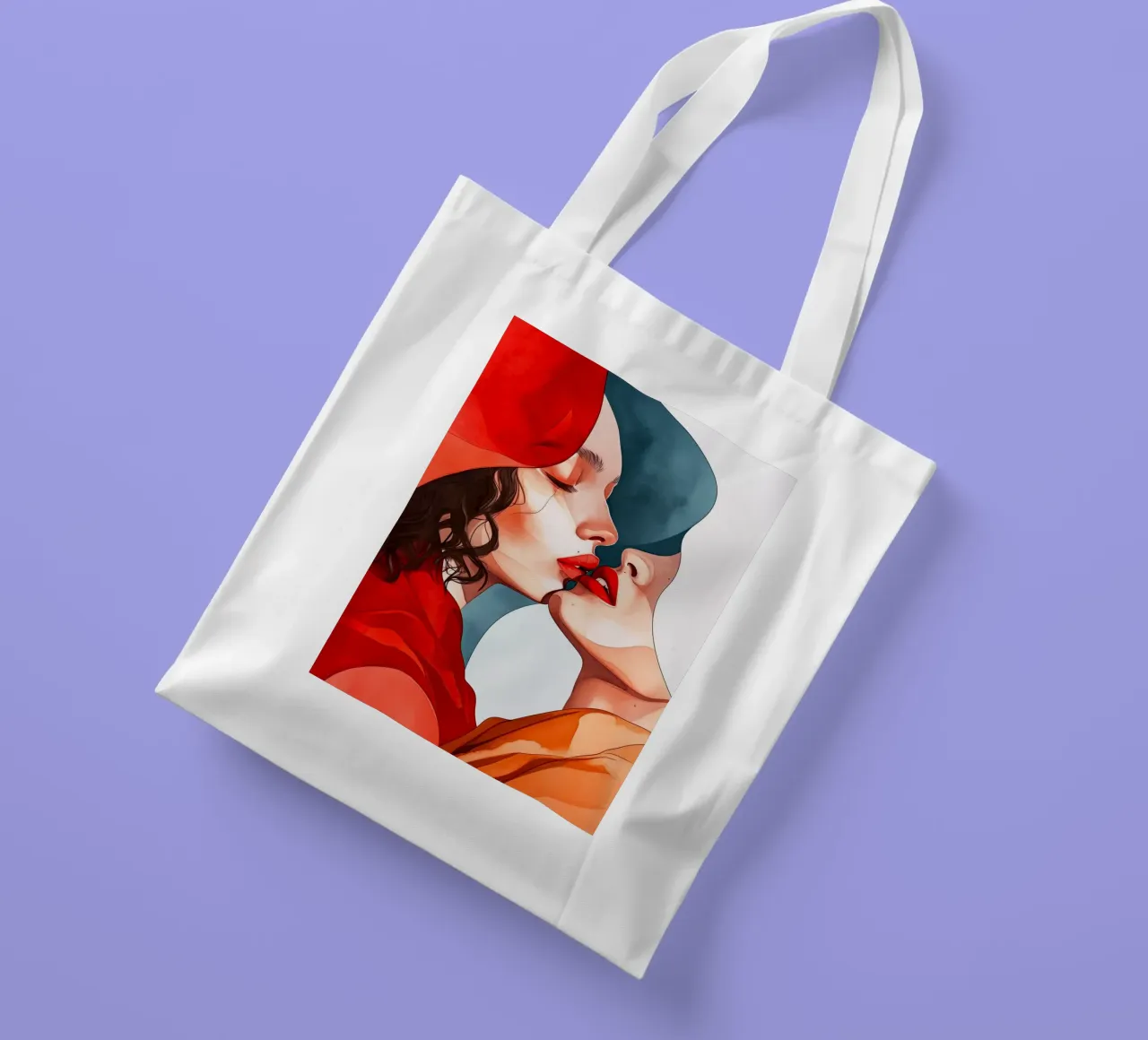 L'amore è nell'aria pittura digitale ad acquerello borsa in juta da Justyna Jaszke JBJart