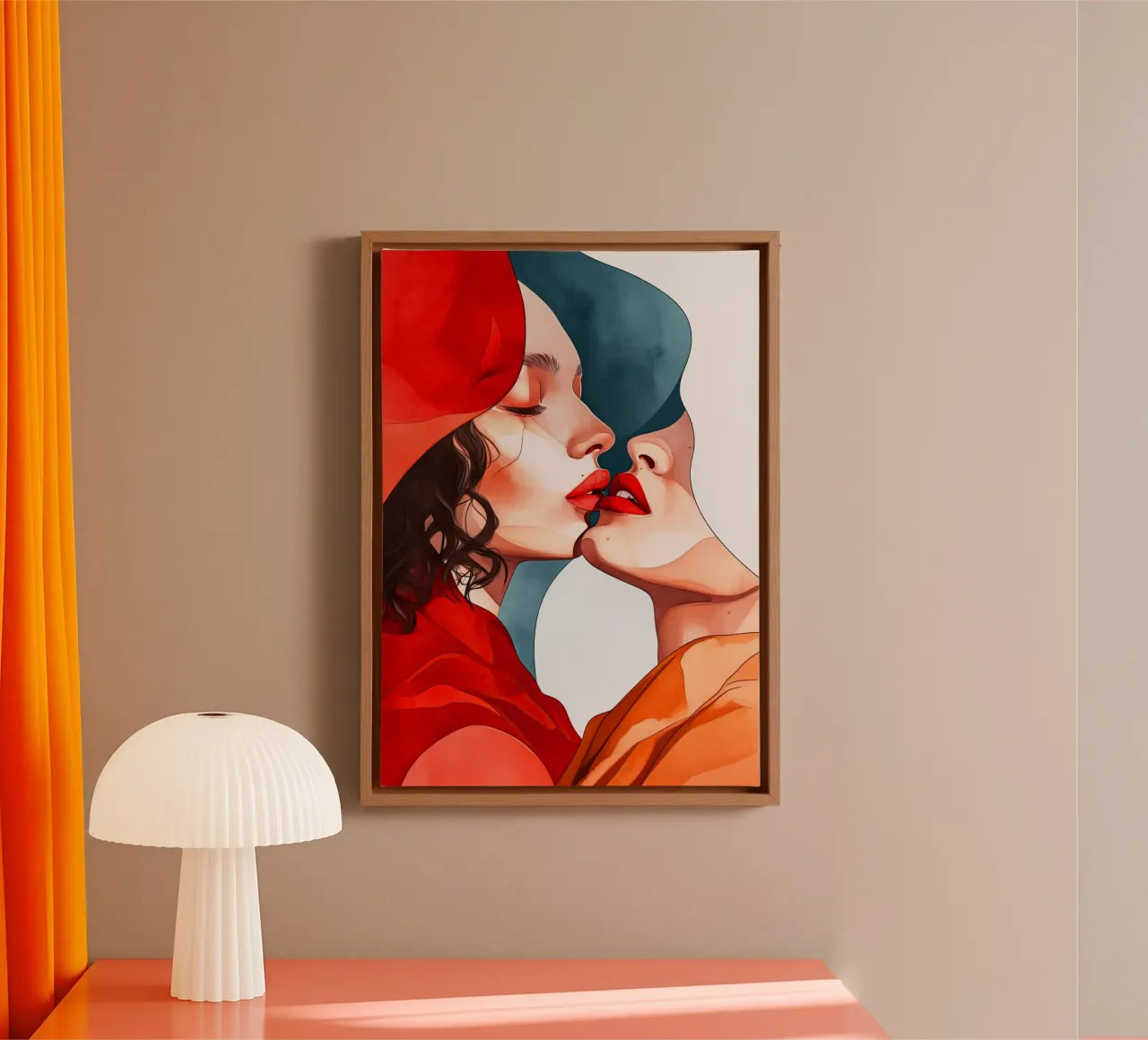 L'amore è nell'aria pittura digitale ad acquerello tela con Cornice a cassetta da Justyna Jaszke JBJart