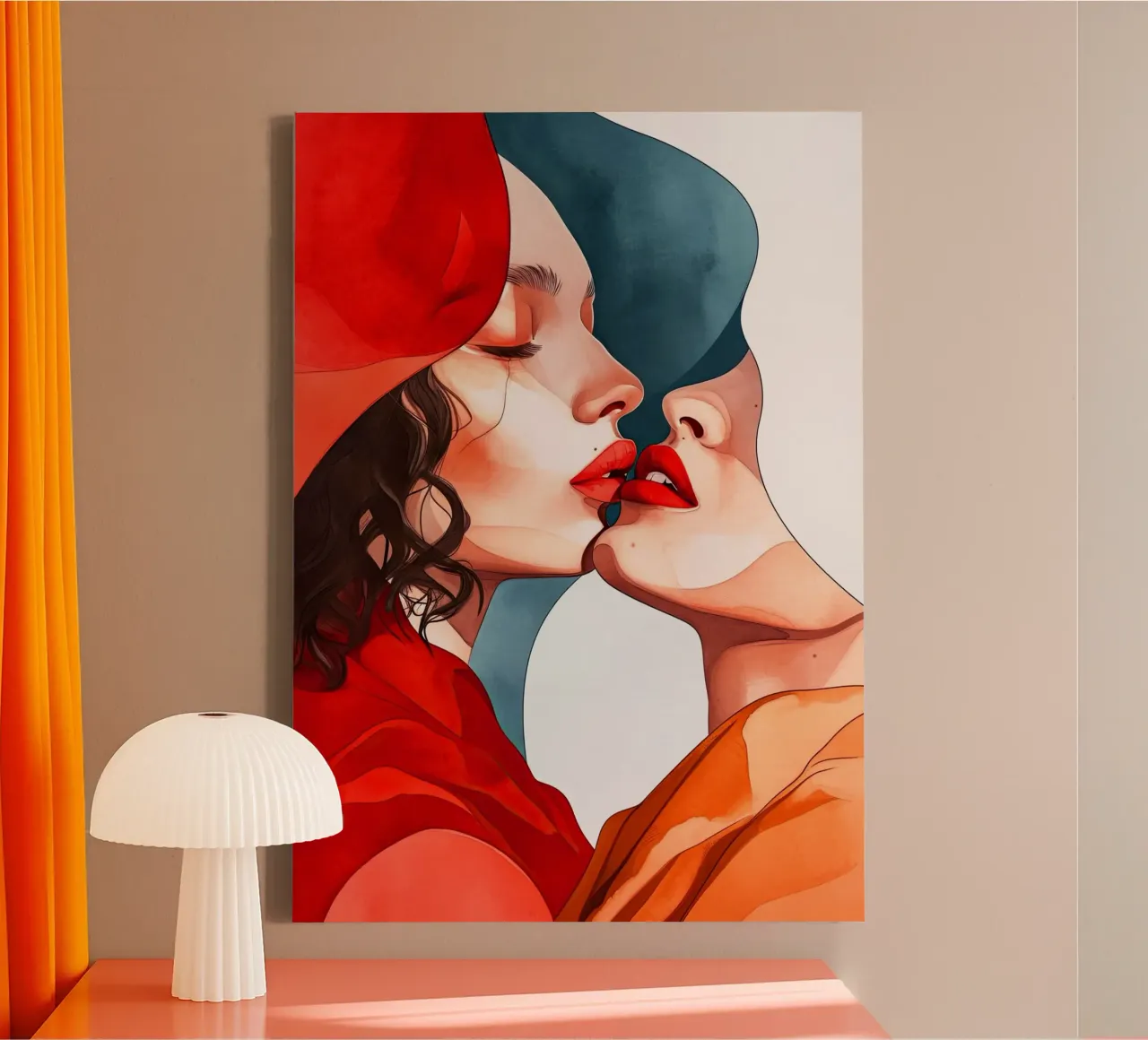 L'amore è nell'aria pittura digitale ad acquerello tela con Cornice a cassetta da Justyna Jaszke JBJart