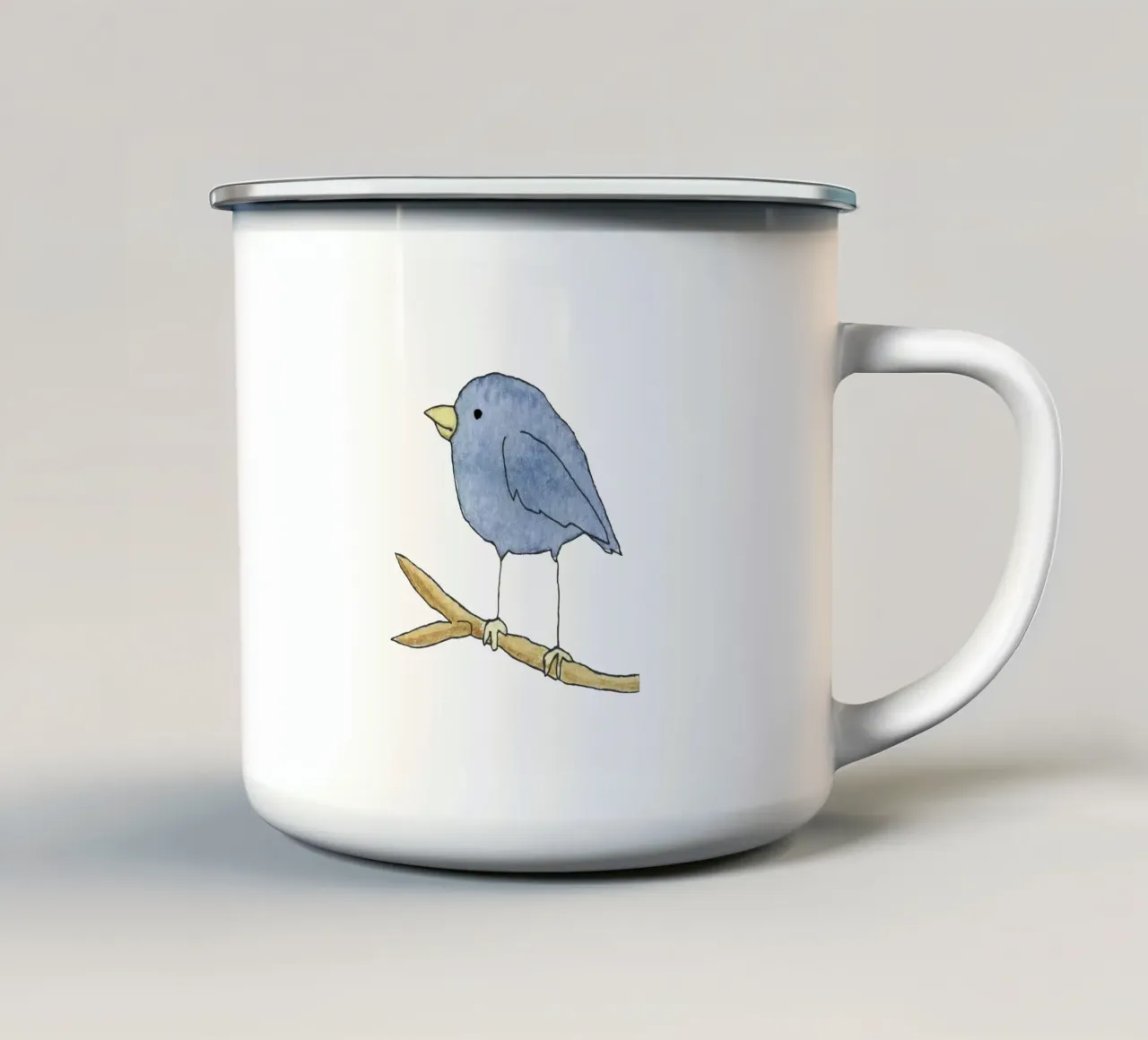 Bird taza de esmalte de Face & Content