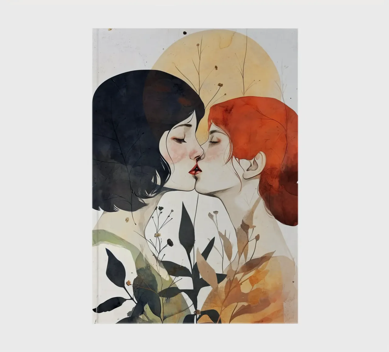 Love is in the air watercolor digital painting notebook by Justyna Jaszke JBJart