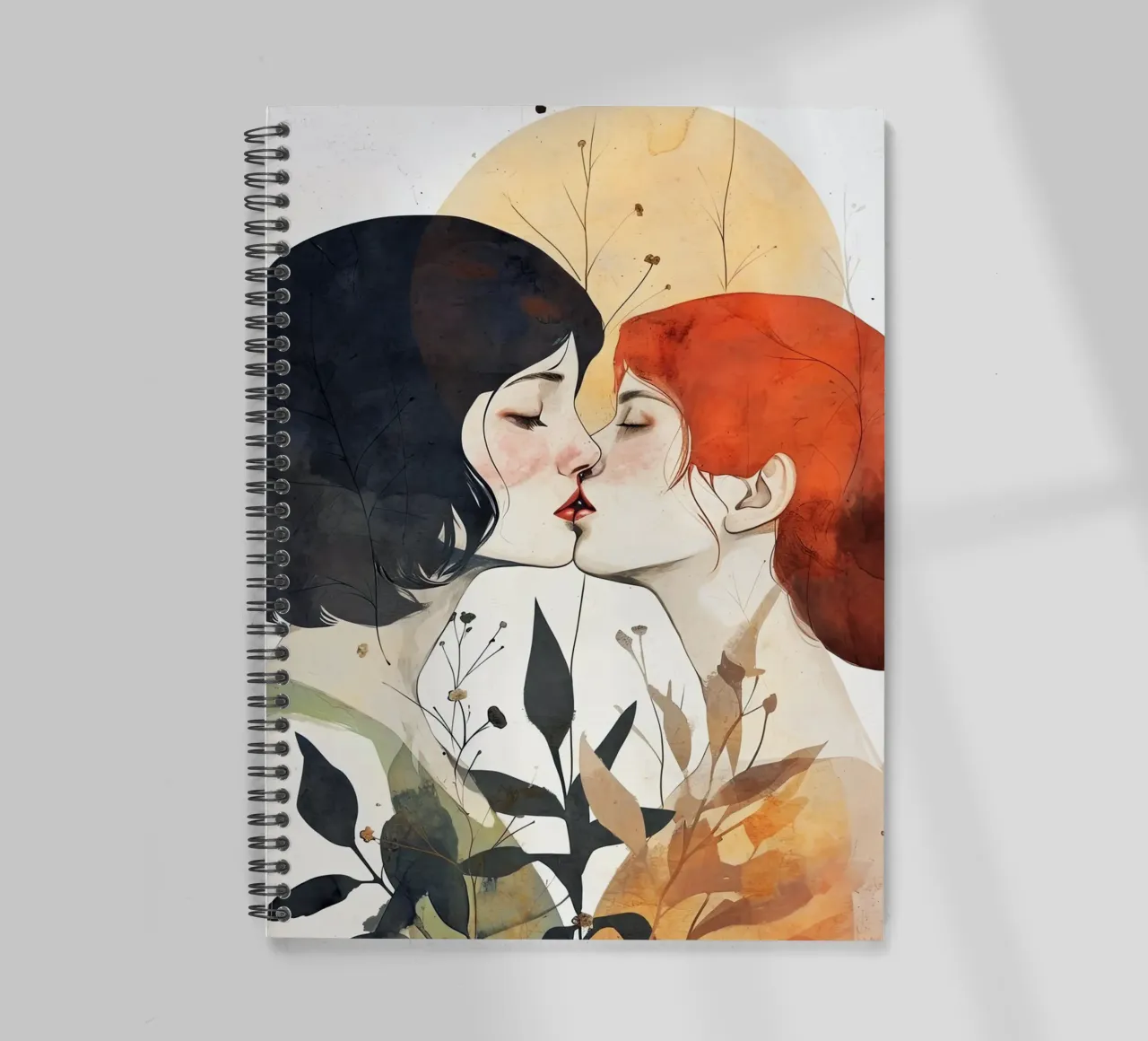 Love is in the air watercolor digital painting spiral notebook by Justyna Jaszke JBJart