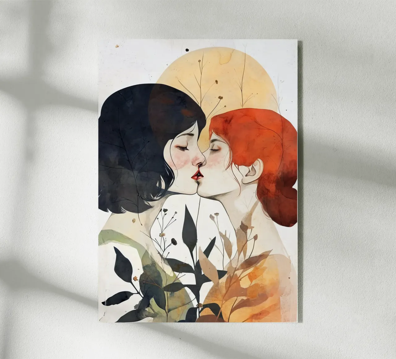 Love is in the air watercolor digital painting acrylic glass by Justyna Jaszke JBJart