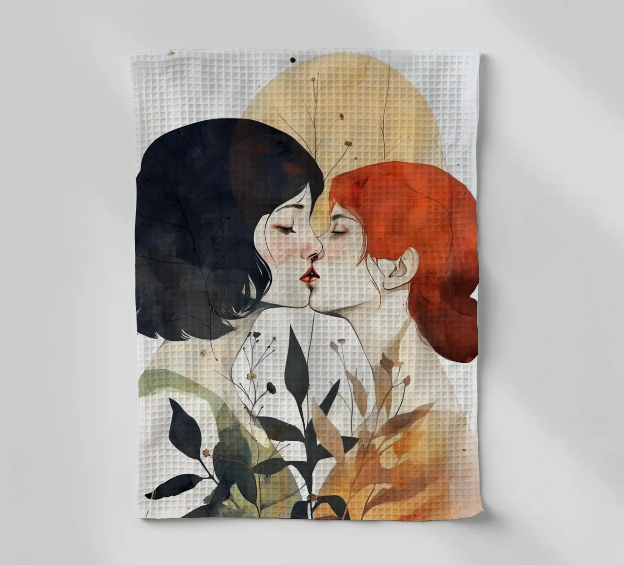 L'amore è nell'aria pittura digitale ad acquerello canovaccio da cucina da Justyna Jaszke JBJart