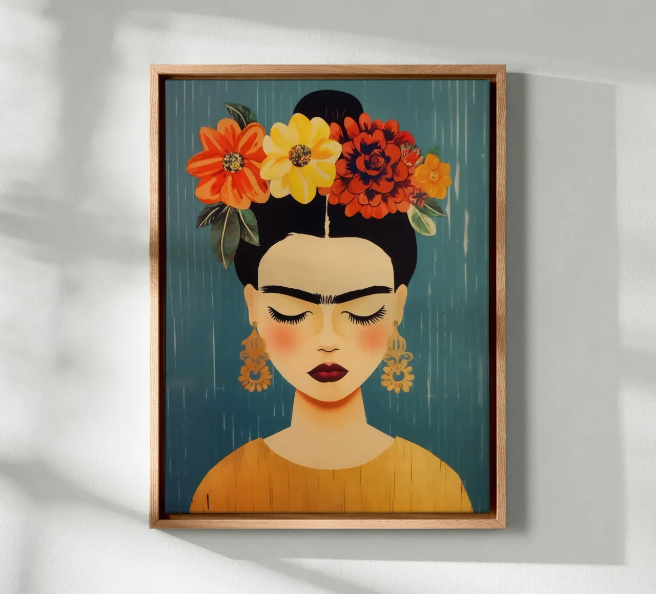 Relaxed Dreaming Boho Frida Kahlo Portrait canvas by Autofocus