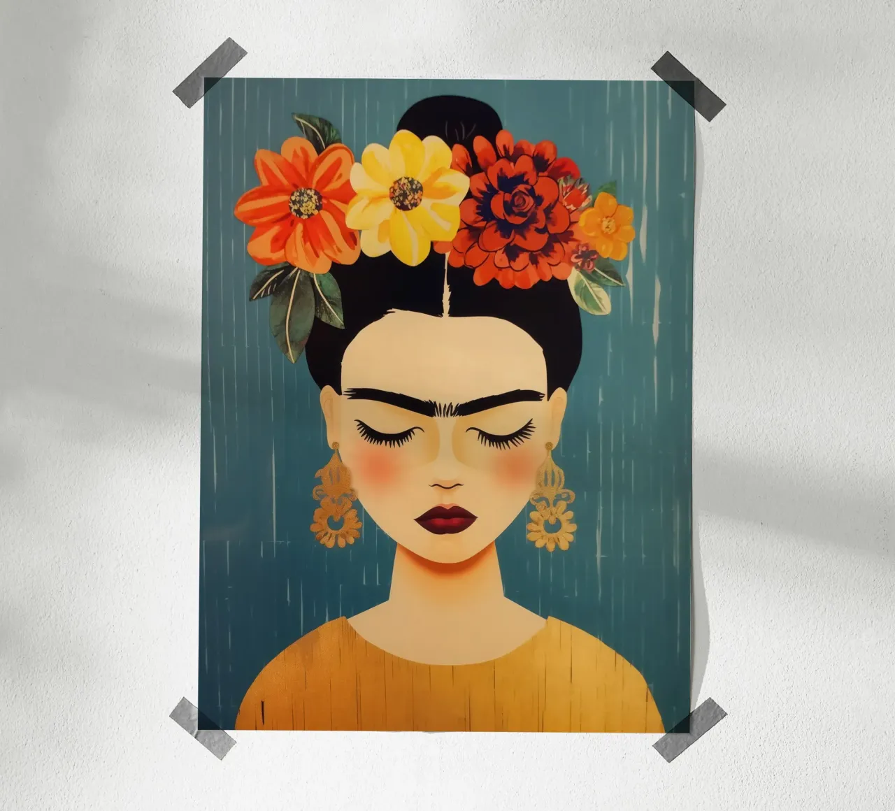 Ritratto rilassato e sognante di Frida Kahlo in stile boho poster da Autofocus