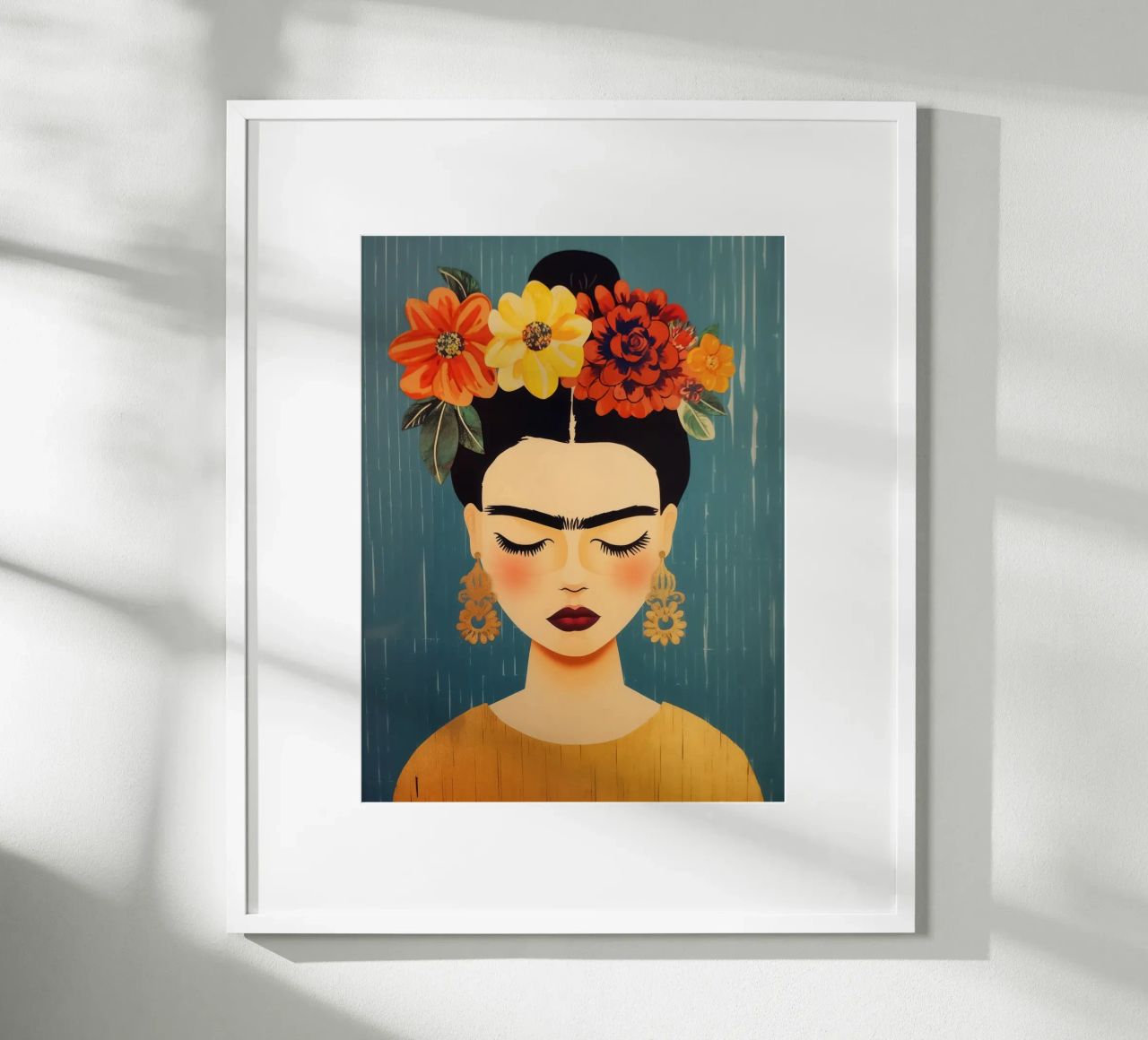 Entspanntes Träumen Boho Frida Kahlo Portrait Poster von Autofocus