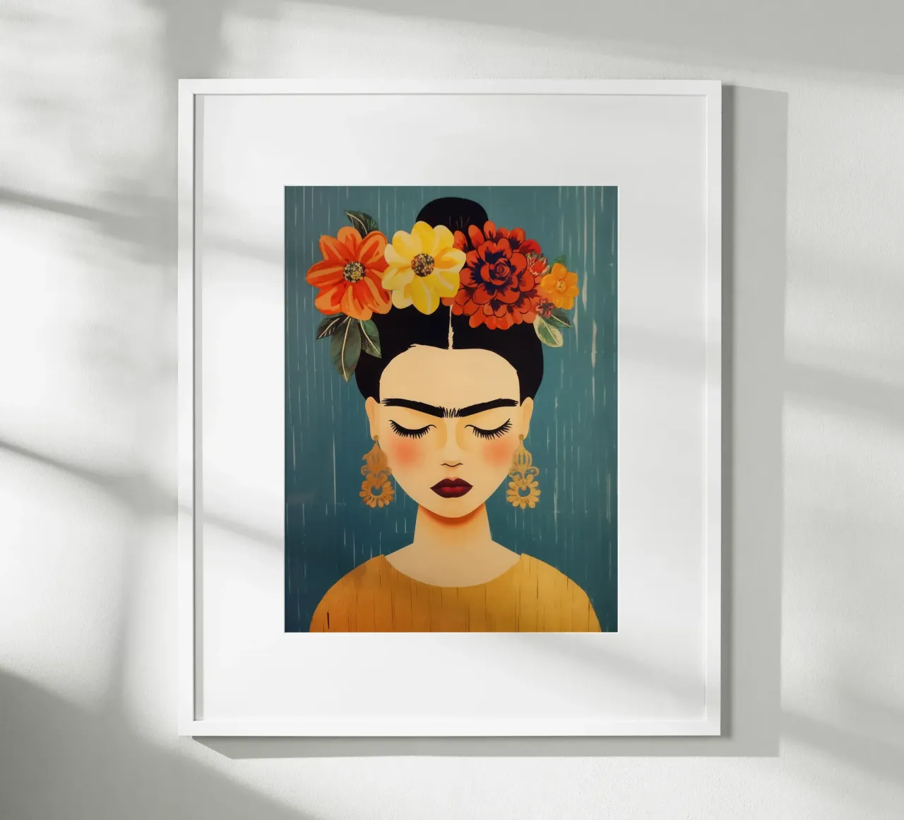 Ritratto rilassato e sognante di Frida Kahlo in stile boho poster da Autofocus