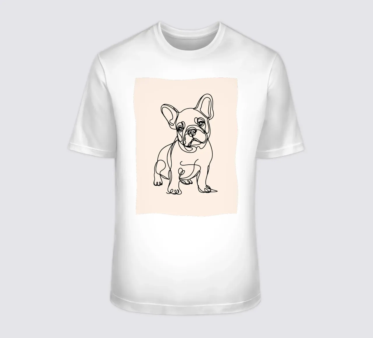 Dessin au trait d'un chien bouledogue français - Beige t-shirt de WijdevenDesign