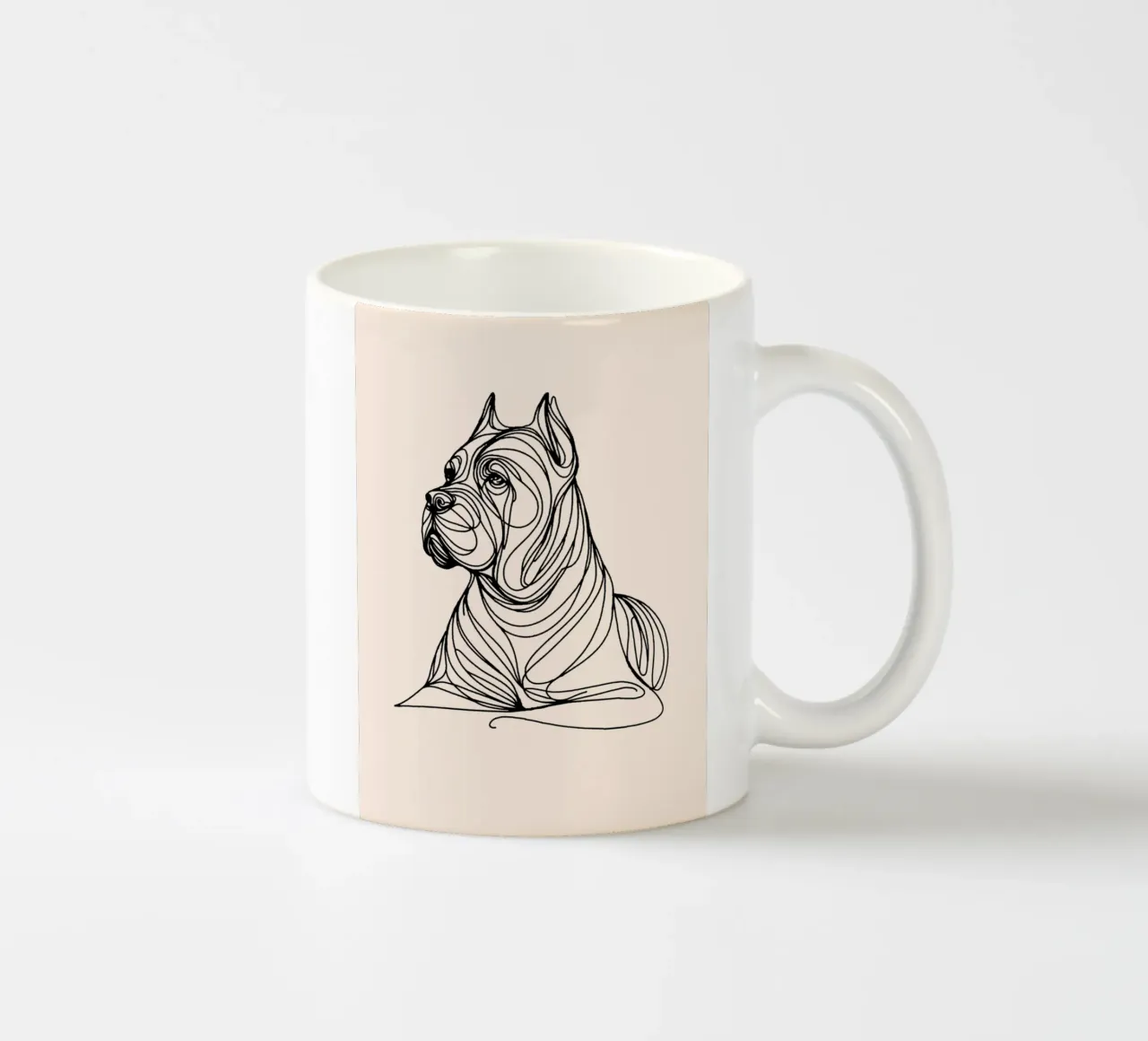 Cane Corso Dog Line Art Drawing - Beige mug en céramique de WijdevenDesign