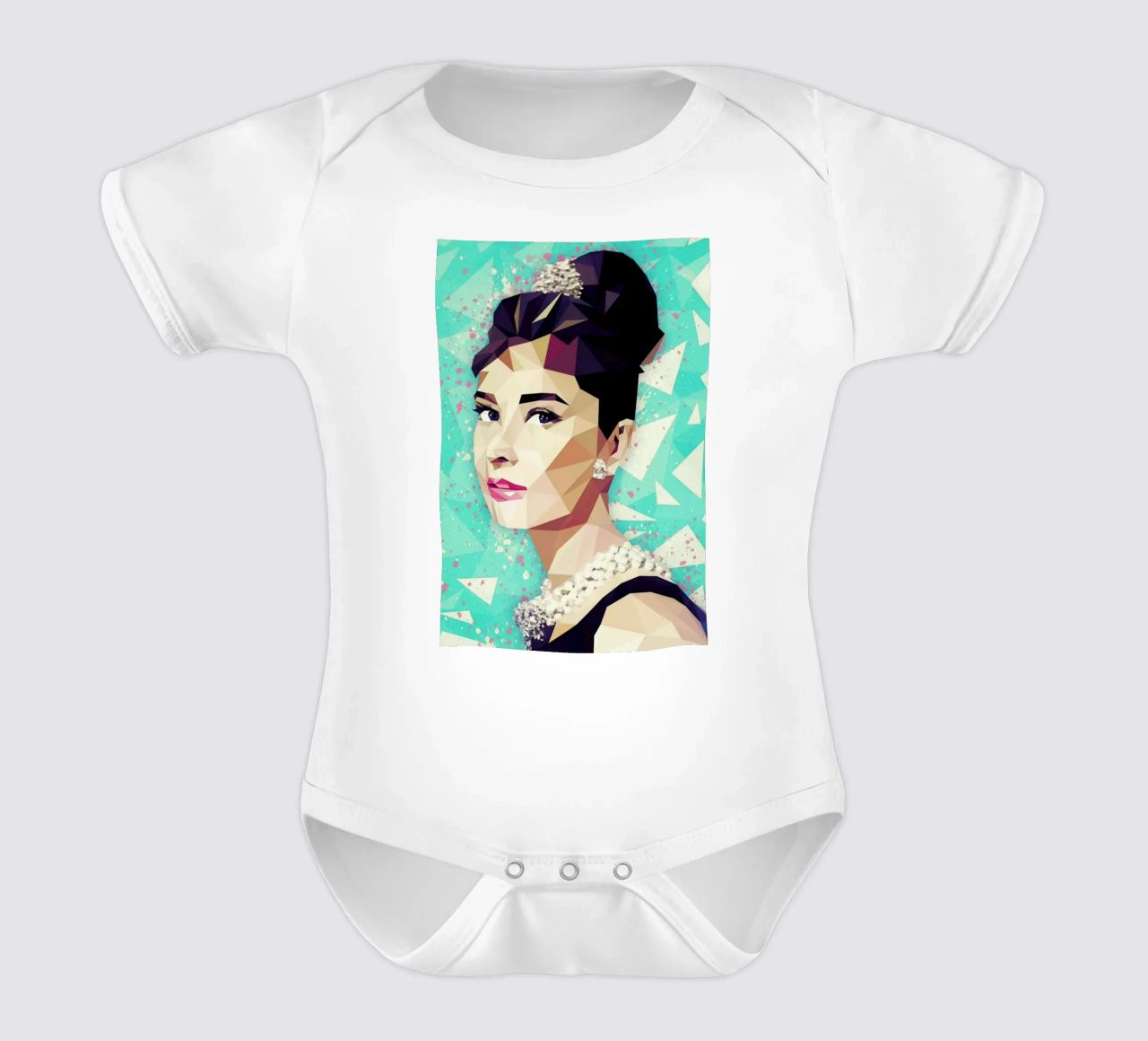 The Hepburn Class short-sleeve baby romper by Mayka ienova