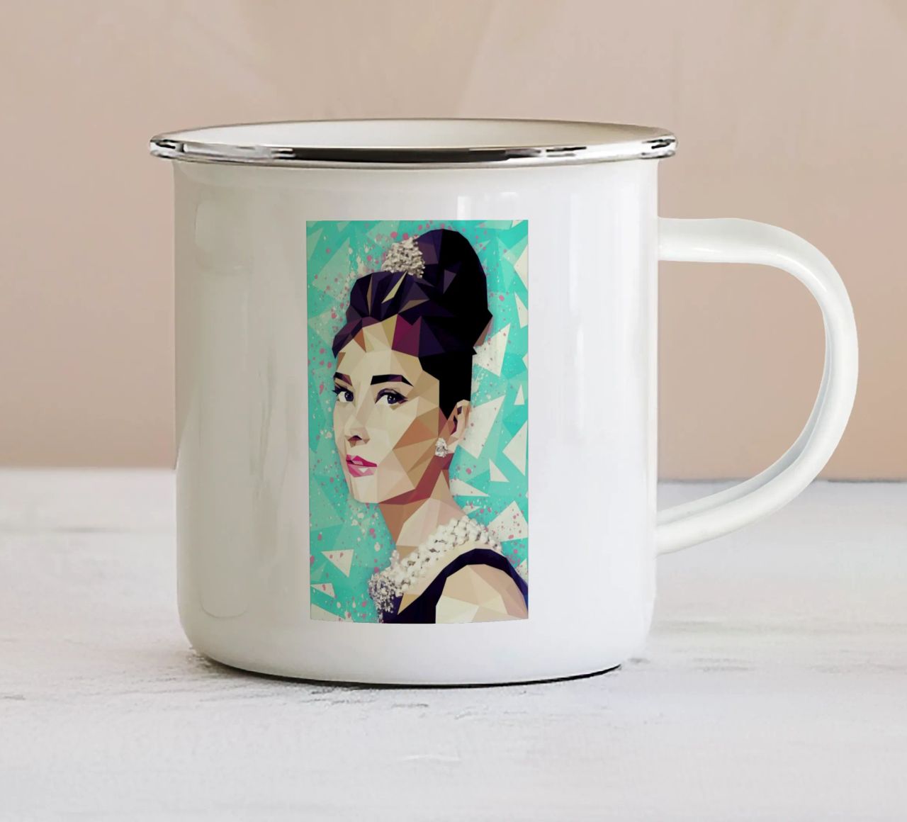 The Hepburn Class enamel mug by Mayka ienova