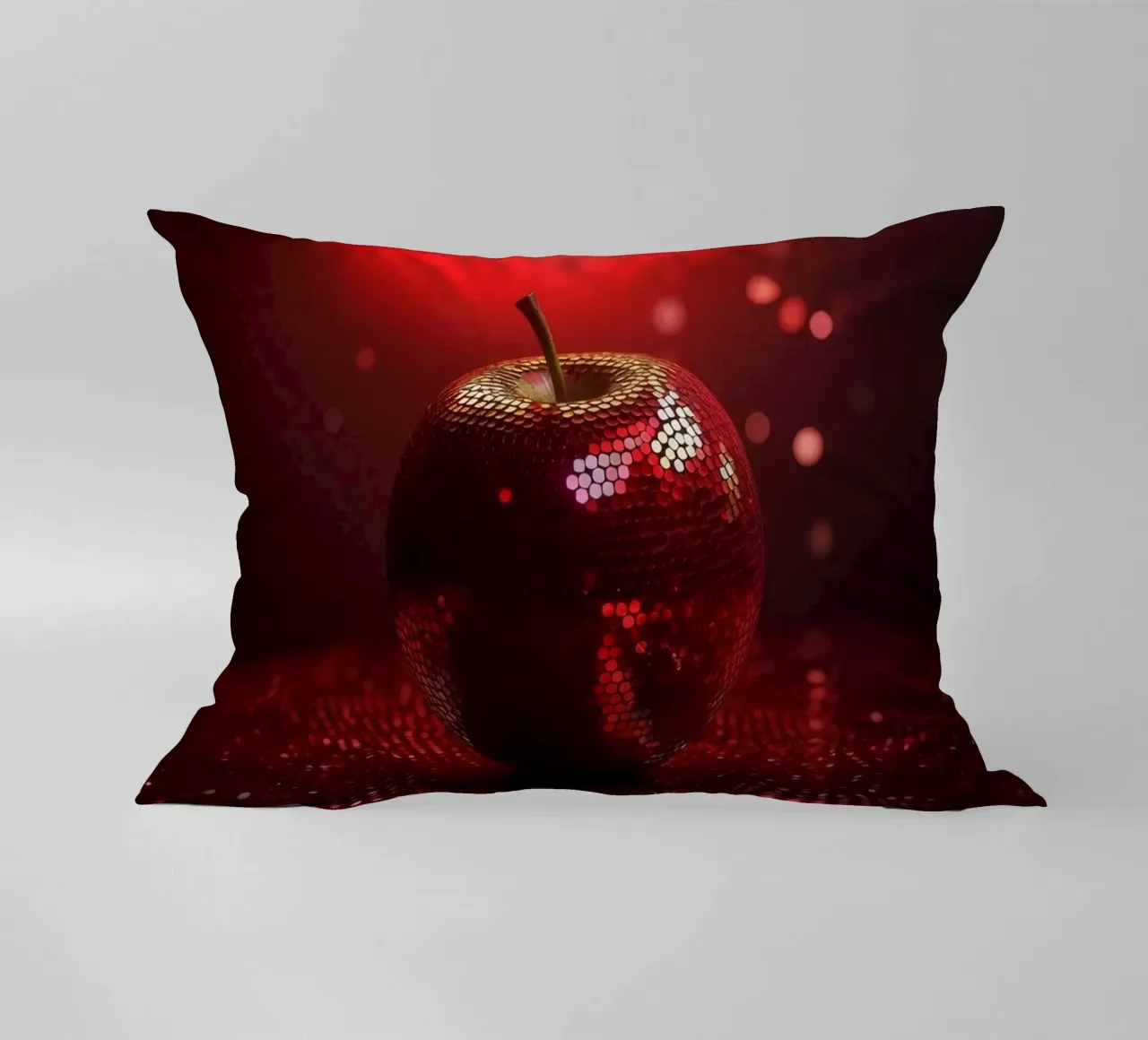 Sparkling Devils Red Hot Disco Night Ball Apple cuscino da Modern Muse