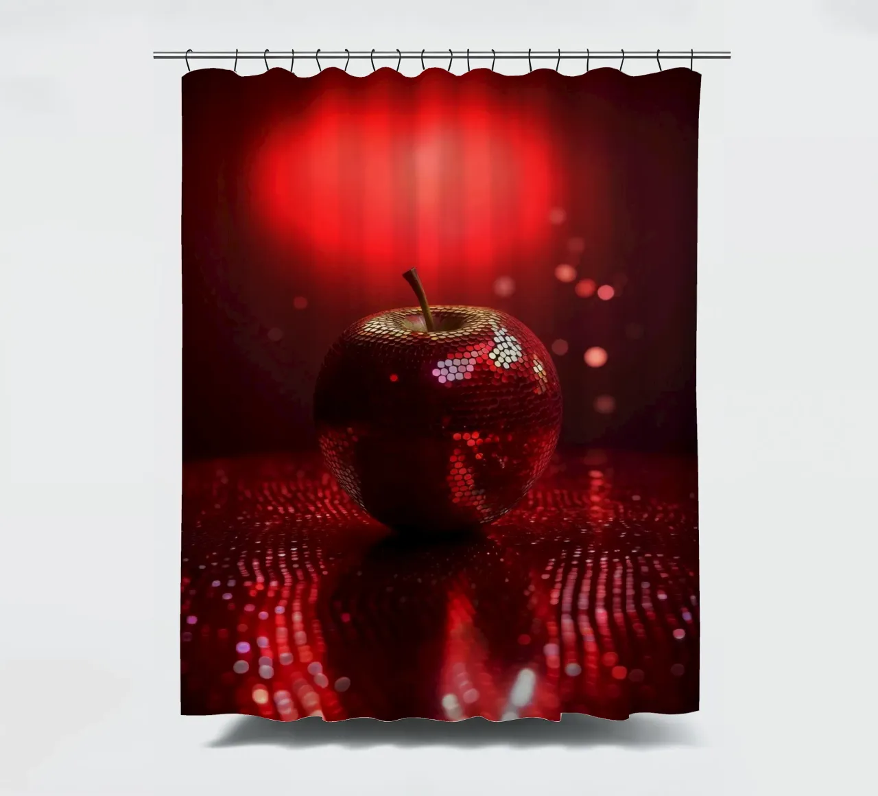Sparkling Devils Red Hot Disco Night Ball Apfel Duschvorhang von Modern Muse