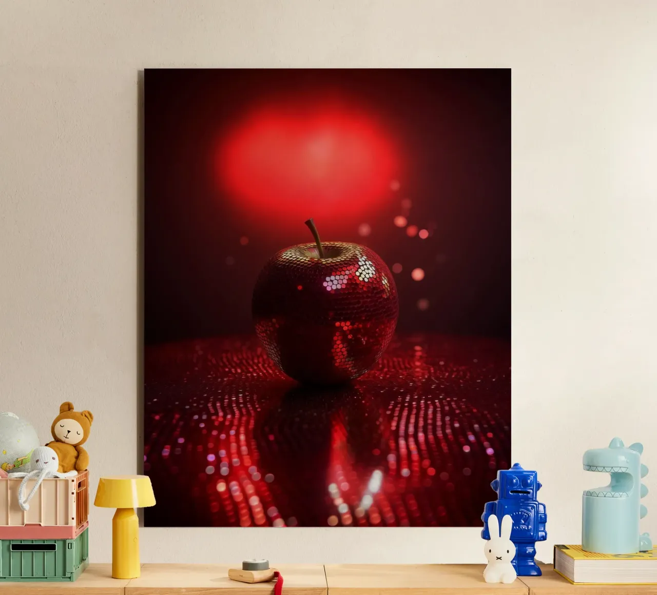 Sparkling Devils Red Hot Disco Night Ball Apple alluminio dibond da Modern Muse