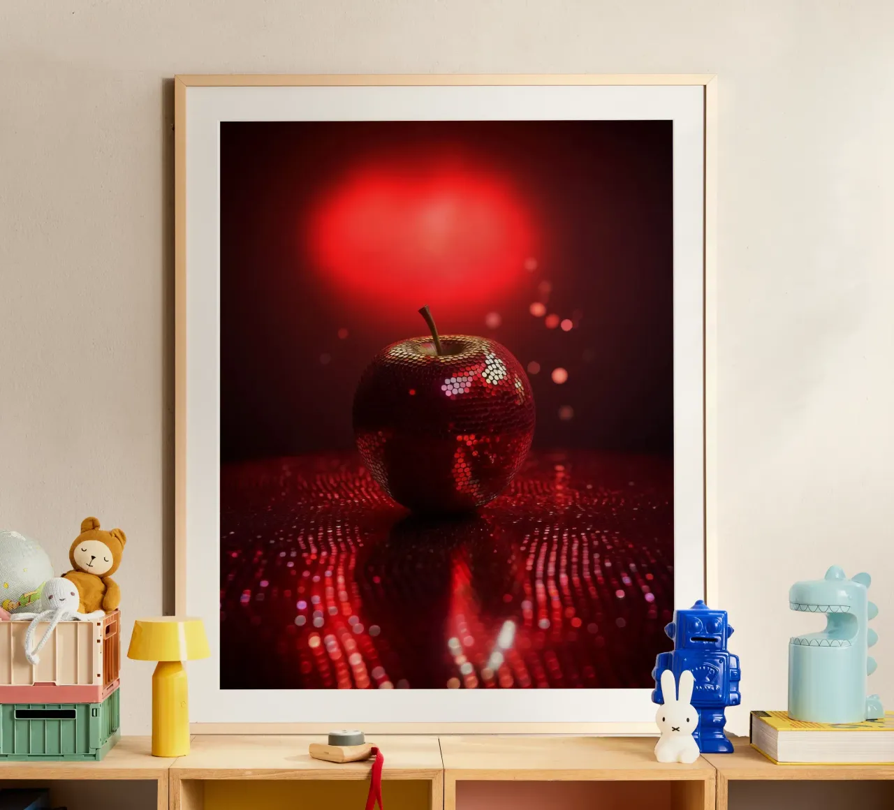 Sparkling Devils Red Hot Disco Night Ball Apple carta hahnemühle da Modern Muse
