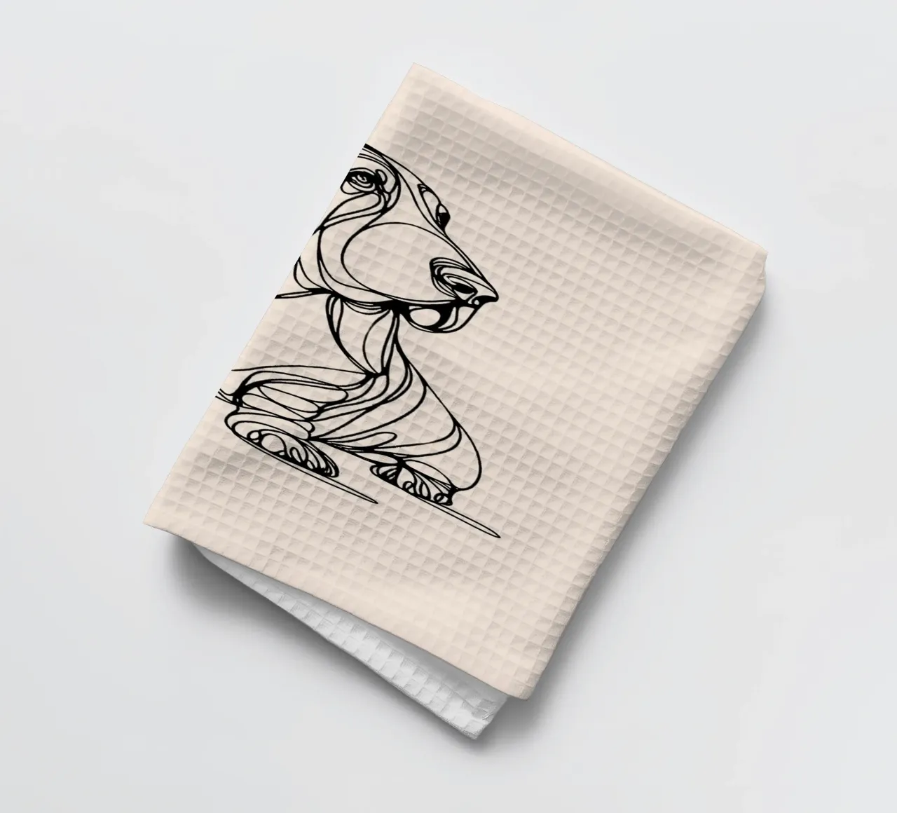 Dessin au trait d'un chien Basset Hound - Beige torchon de WijdevenDesign