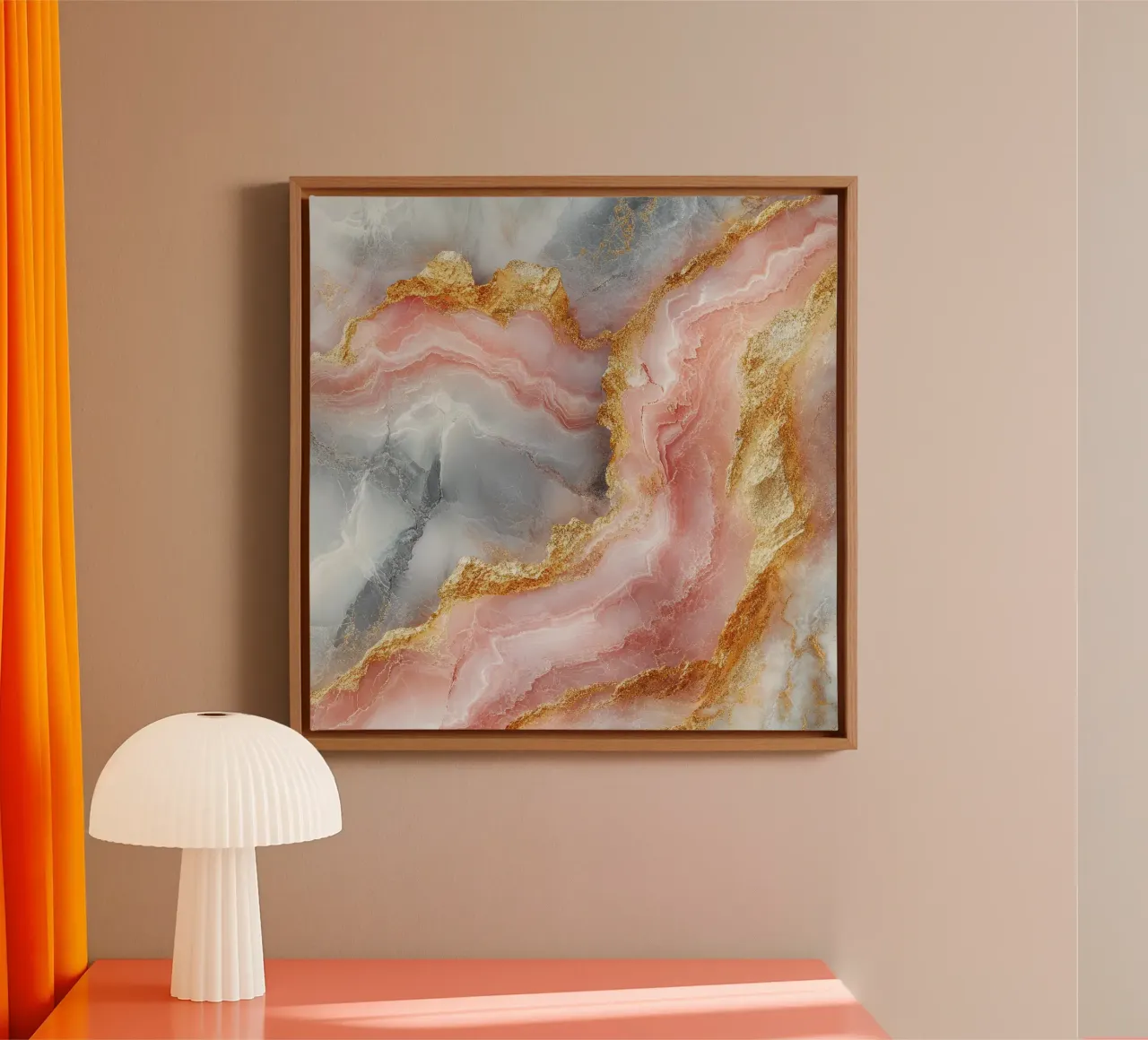 Blush Glamour Girly Trend Agate canvas with Floater frame by Modern Muse