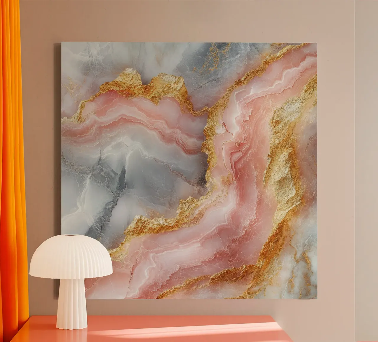 Blush Glamour Girly Trend Agate canvas with Floater frame by Modern Muse