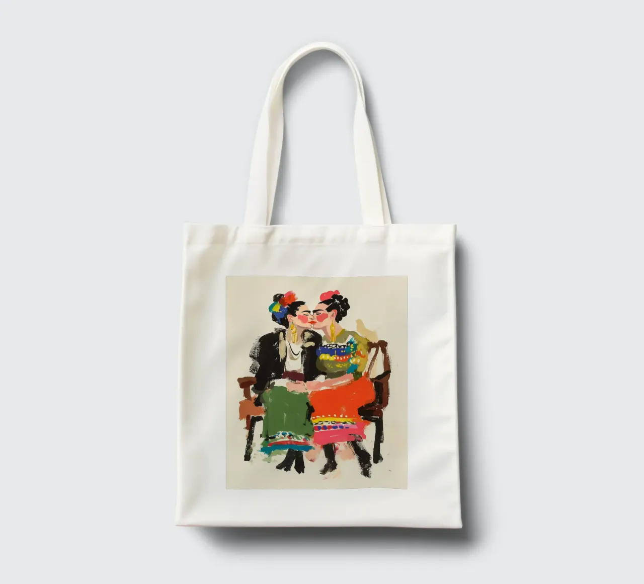Doppio dipinto di Frida Kahlo borsa in juta da Carinaprint