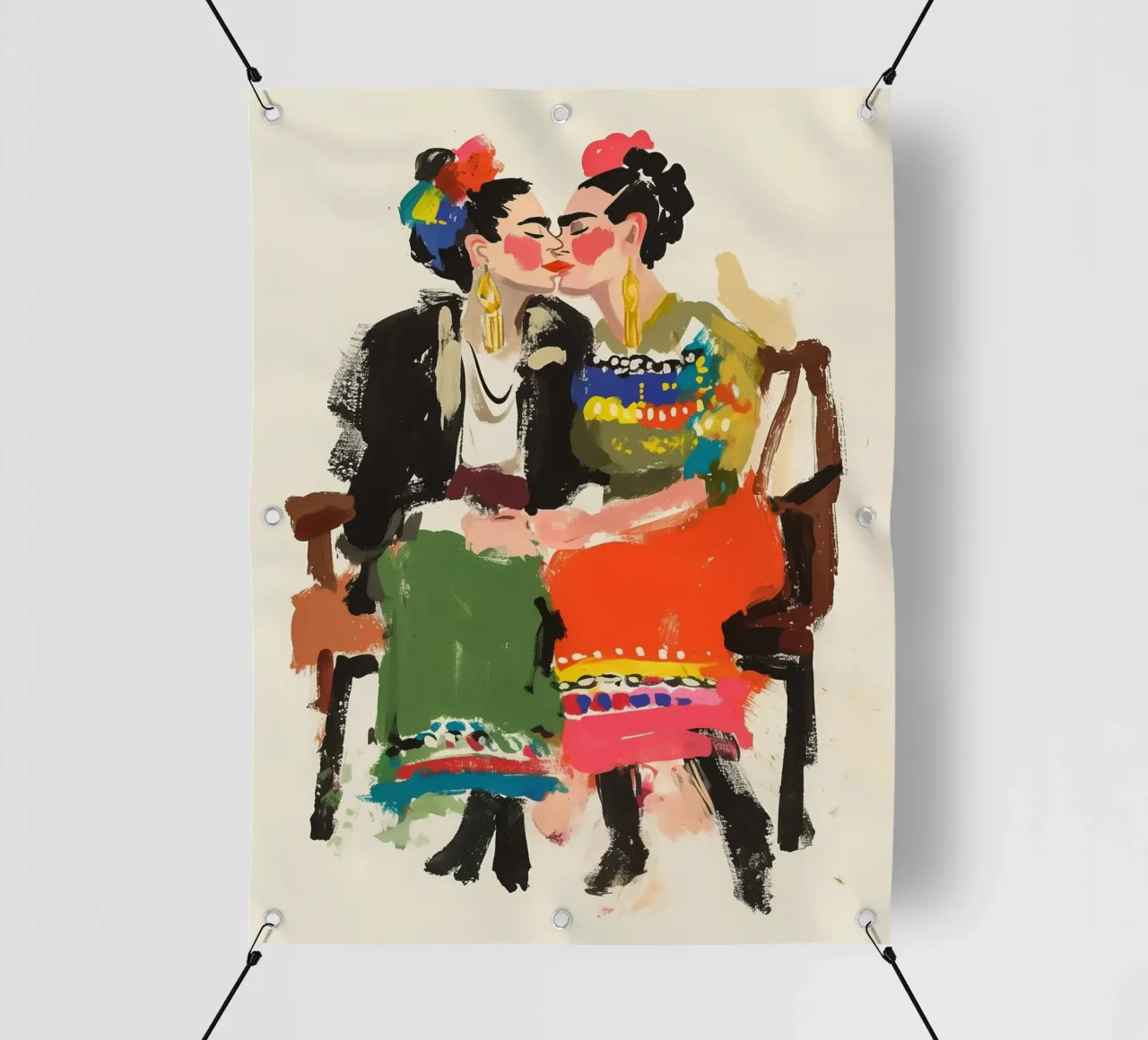 Doppio dipinto di Frida Kahlo telo in pvc da Carinaprint