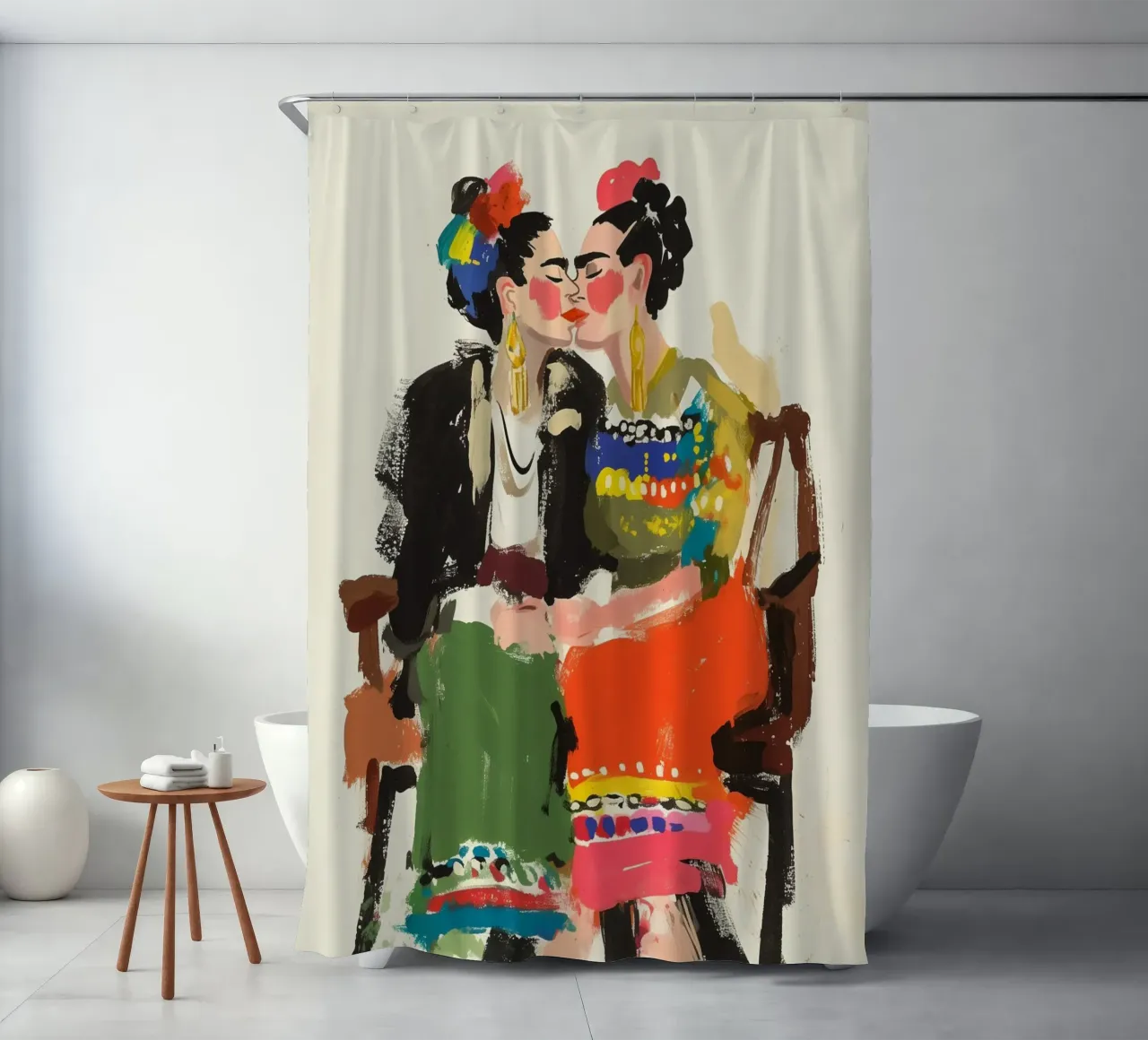Doppio dipinto di Frida Kahlo tenda da doccia da Carinaprint