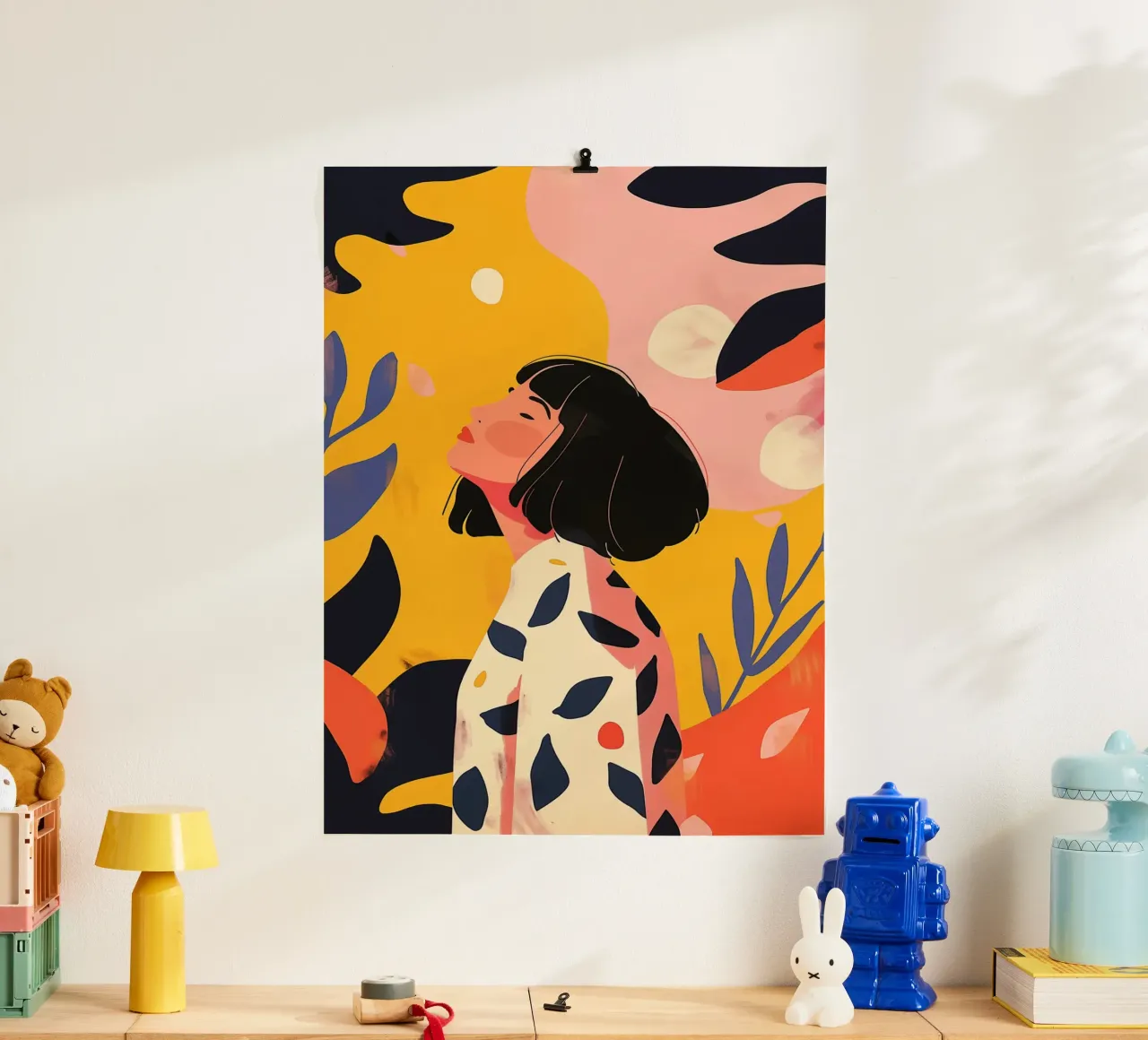 Buenos días sol | Mujer en estilo boho poster con marco de plástico de Autofocus