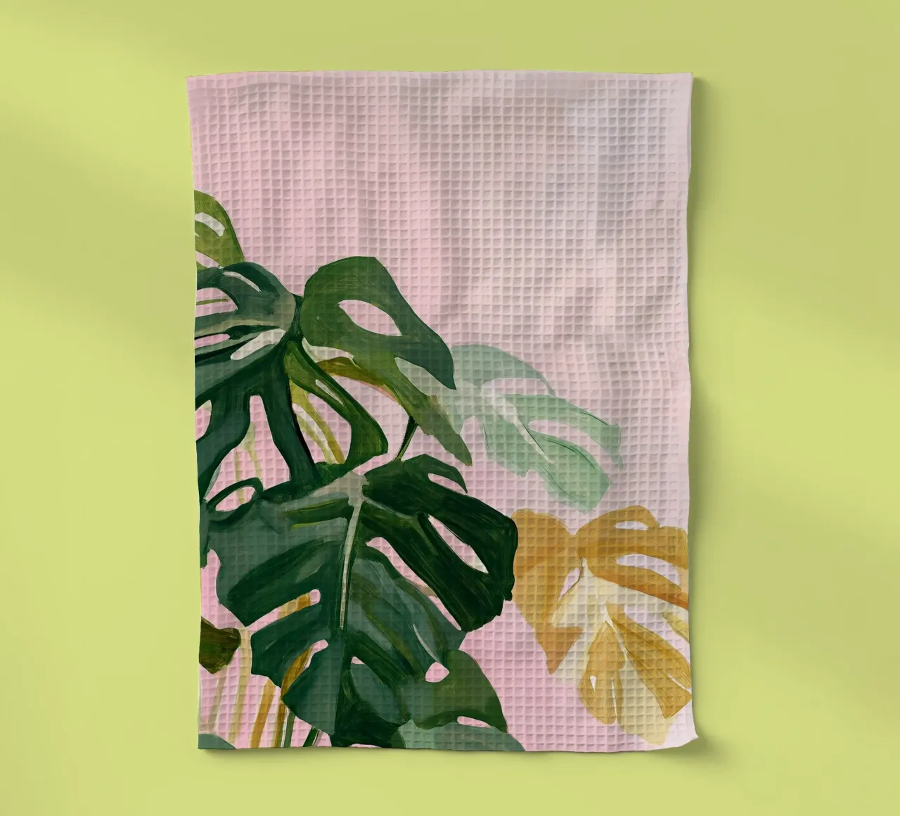 Monstera Botanical Pink Preppy canovaccio da cucina da Euphoria Theresa
