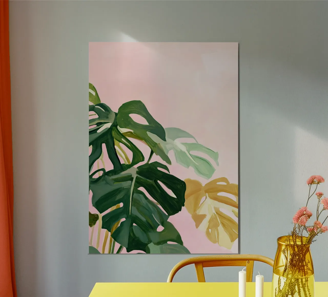 Monstera Botanical Pink Preppy alluminio dibond da Euphoria Theresa