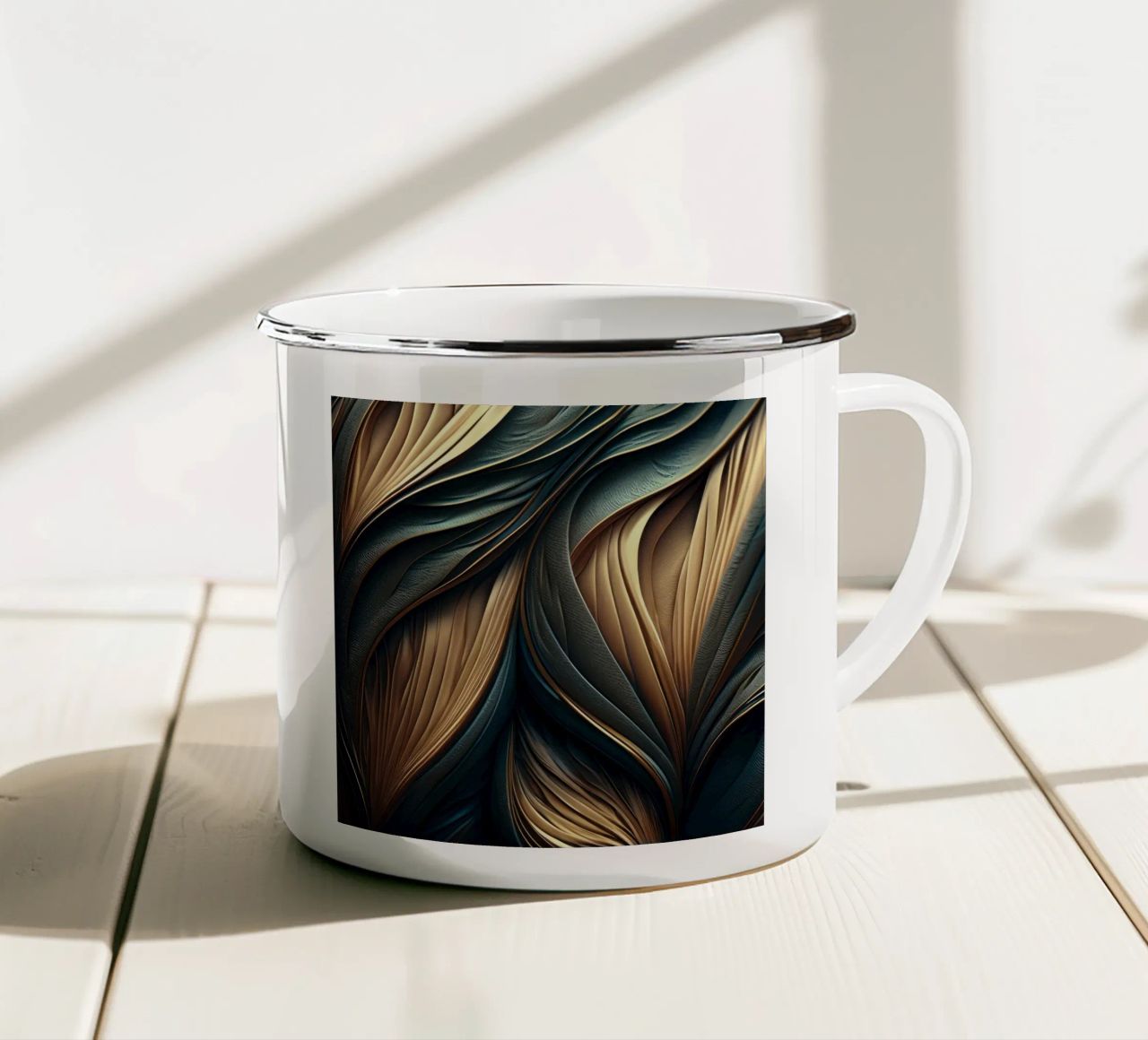 Abstract Modern Luxury Feather Shapes Texture enamel mug by Modern Muse