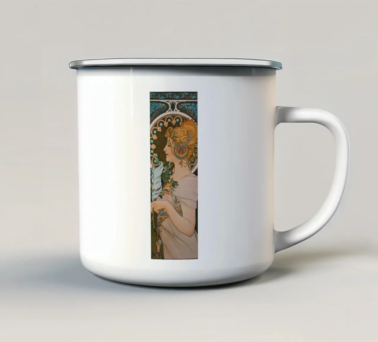Alfons Mucha - Piuma tazza in smalto da ARTOTHEK