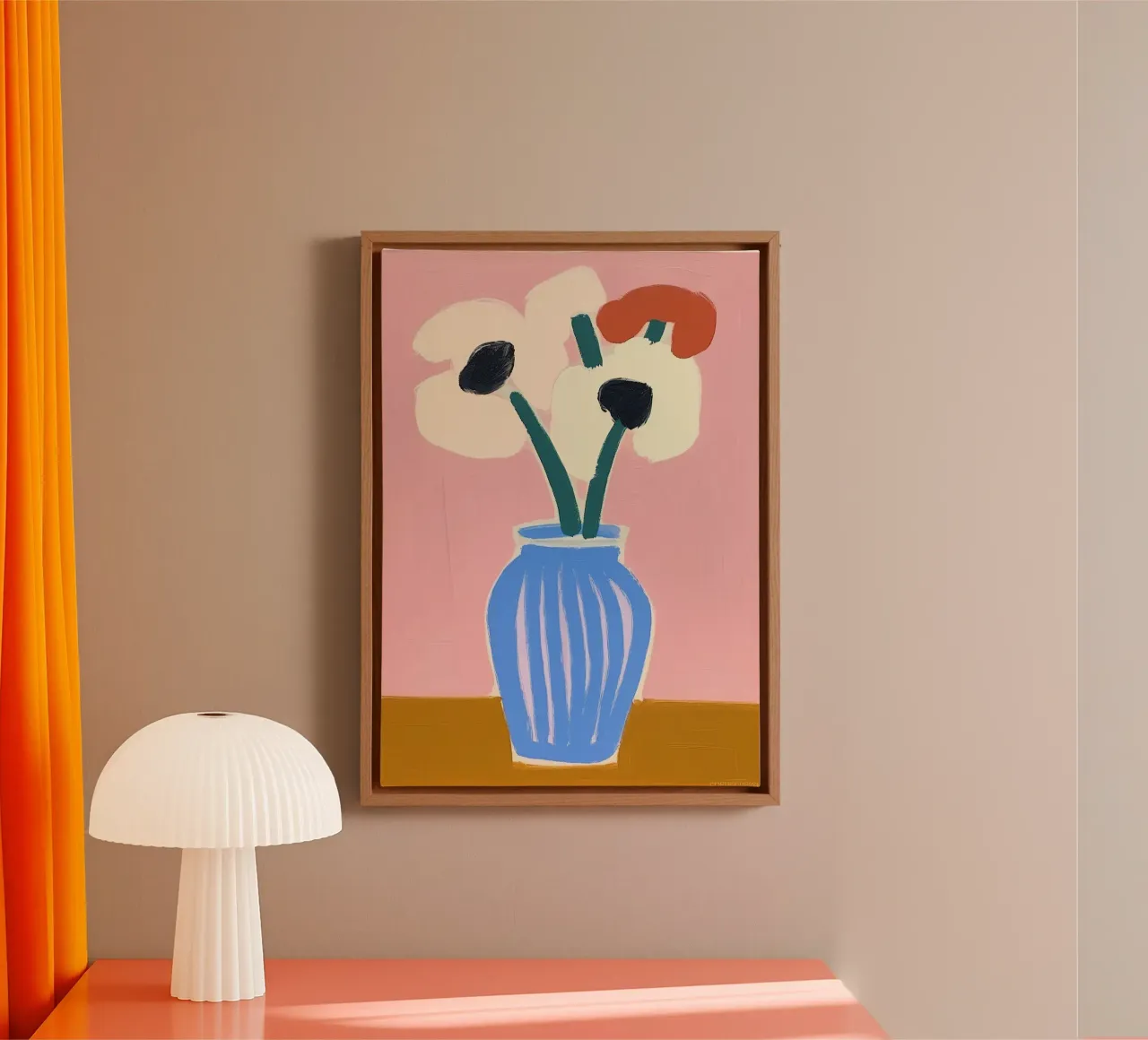 Bloem Minimalistisch Modern Pastel Abstract canvas met Baklijst van Euphoria Theresa
