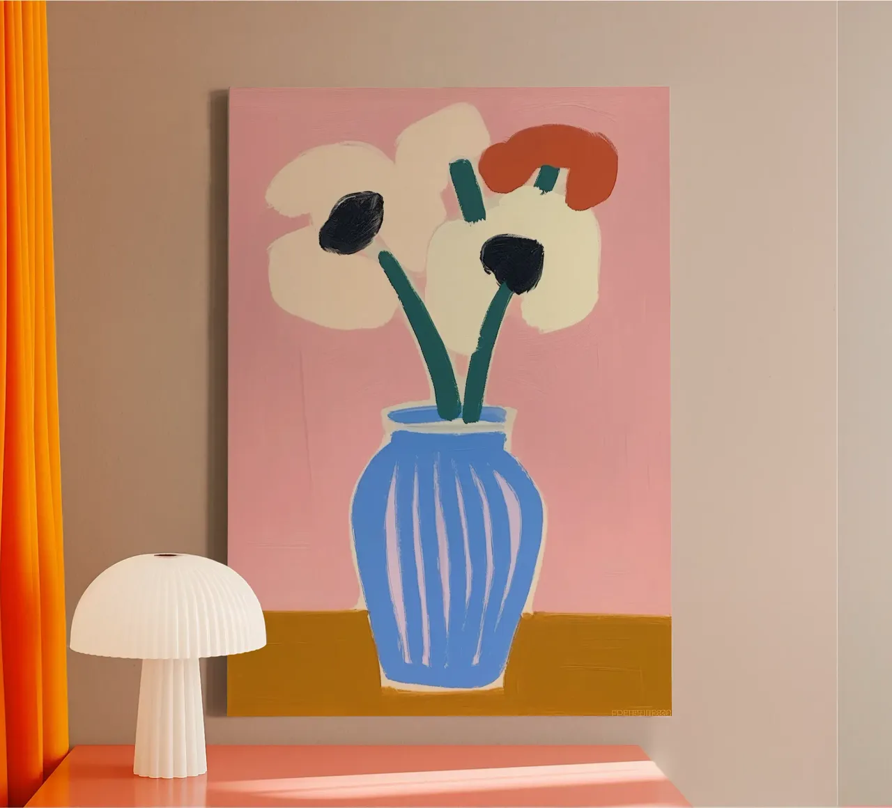 Bloem Minimalistisch Modern Pastel Abstract canvas met Baklijst van Euphoria Theresa
