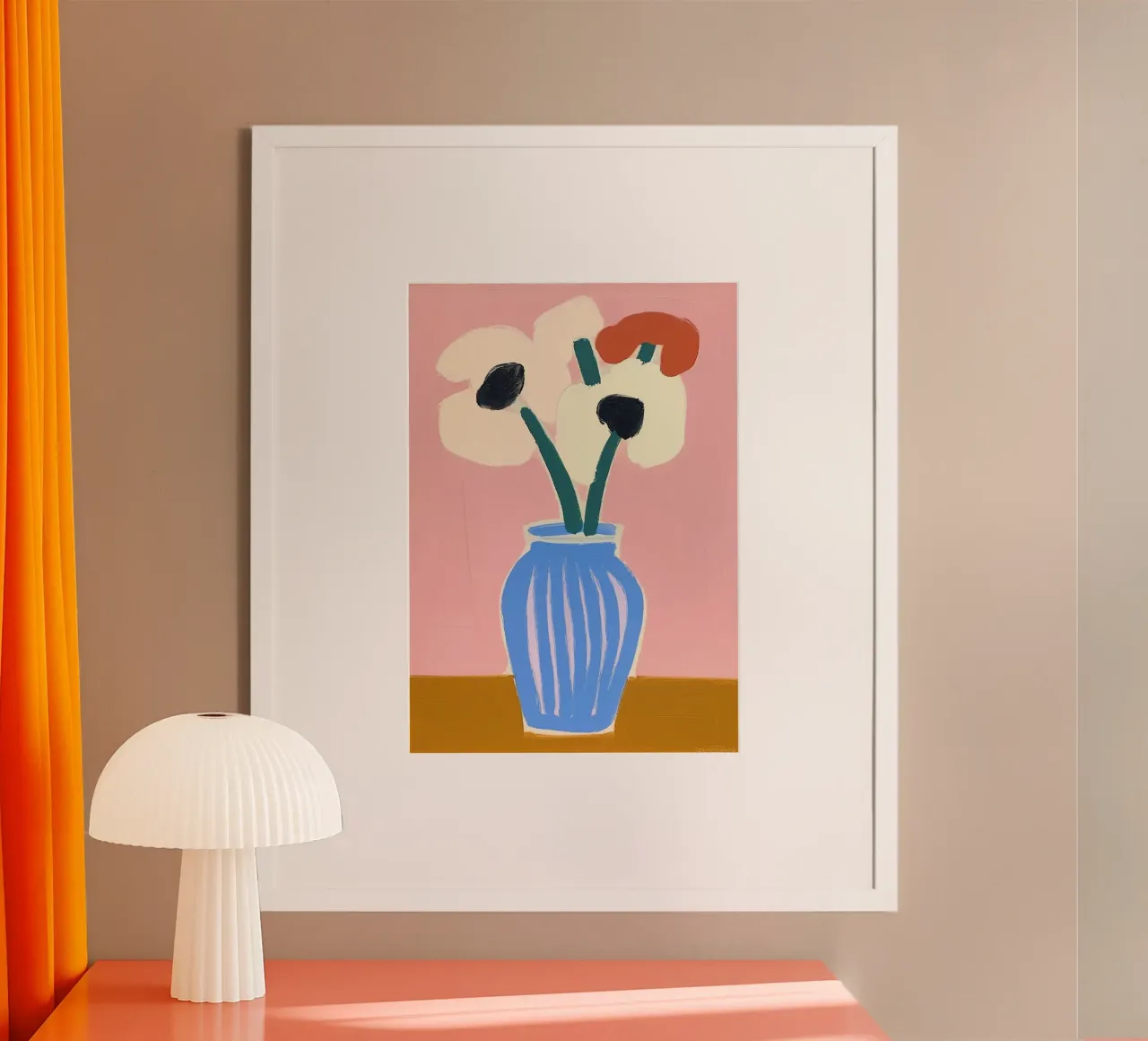 Bloem Minimalistisch Modern Pastel Abstract poster met kunststof frame van Euphoria Theresa