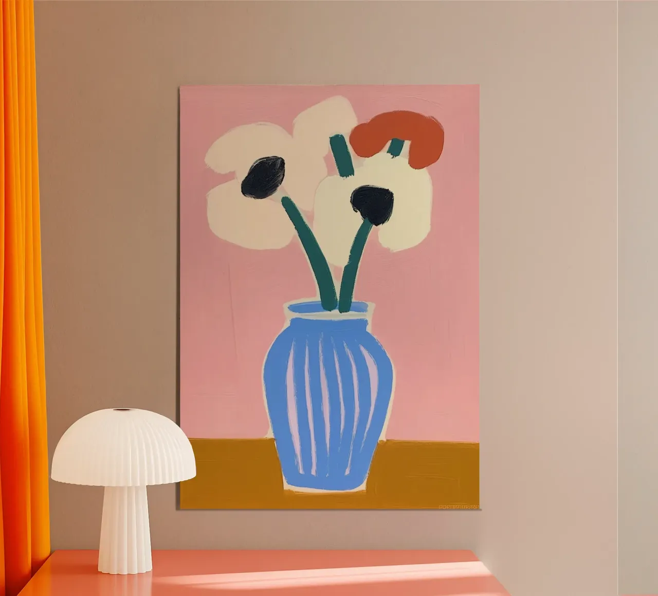 Bloem Minimalistisch Modern Pastel Abstract poster met kunststof frame van Euphoria Theresa