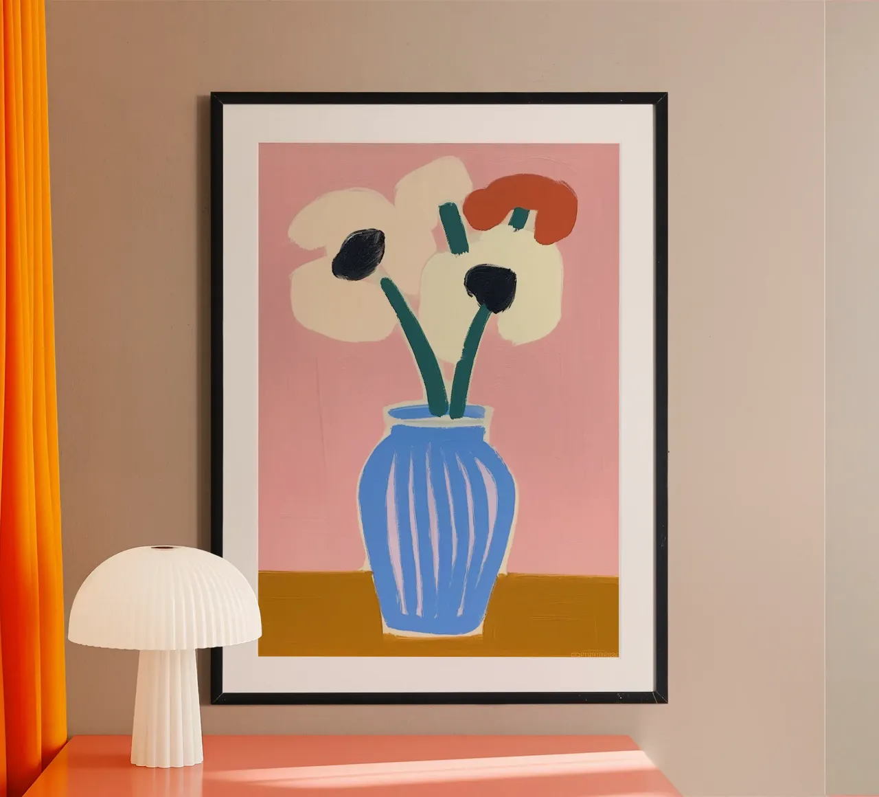 Bloem Minimalistisch Modern Pastel Abstract poster met kunststof frame van Euphoria Theresa