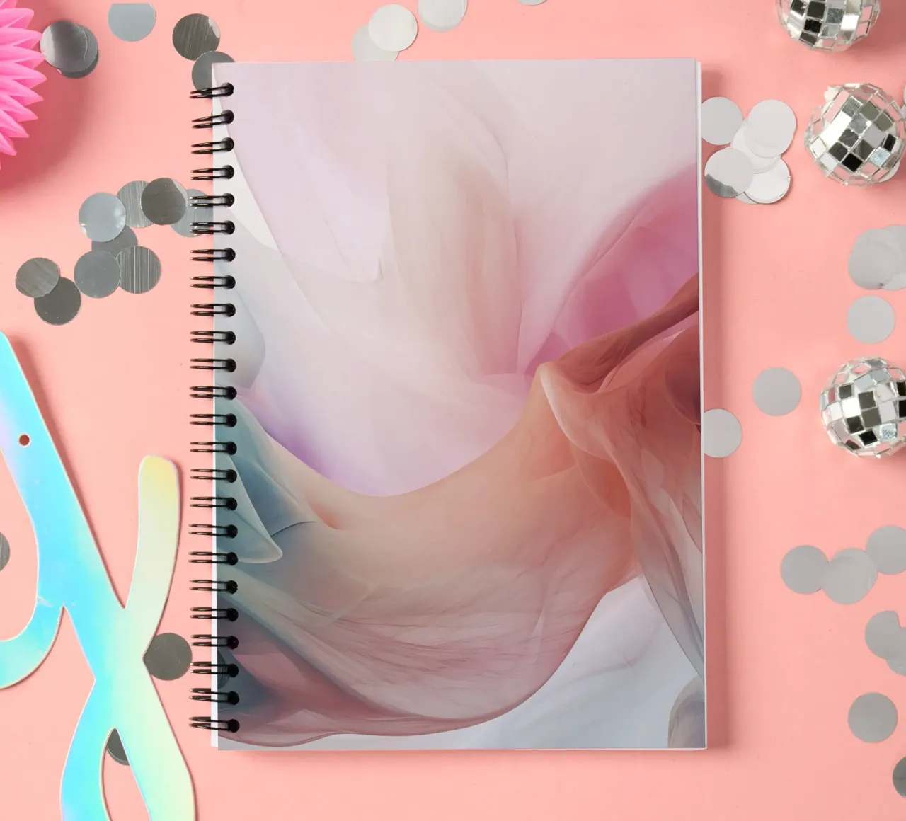 Pastel Clouds And Rainbow Pastel Color Gradient spiral notebook by Modern Muse