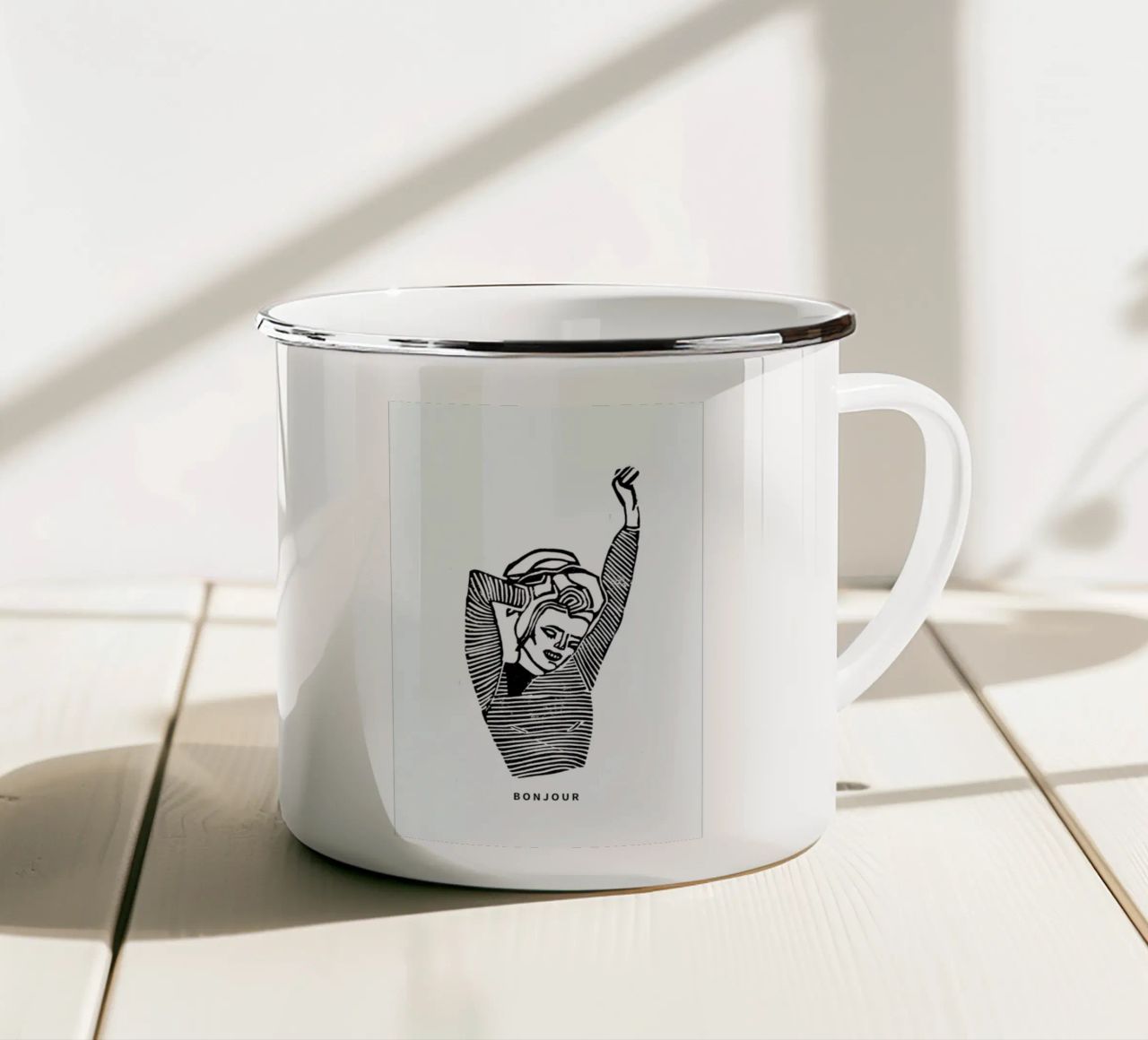Bonjour tazza in smalto da GIGI ICÔNE
