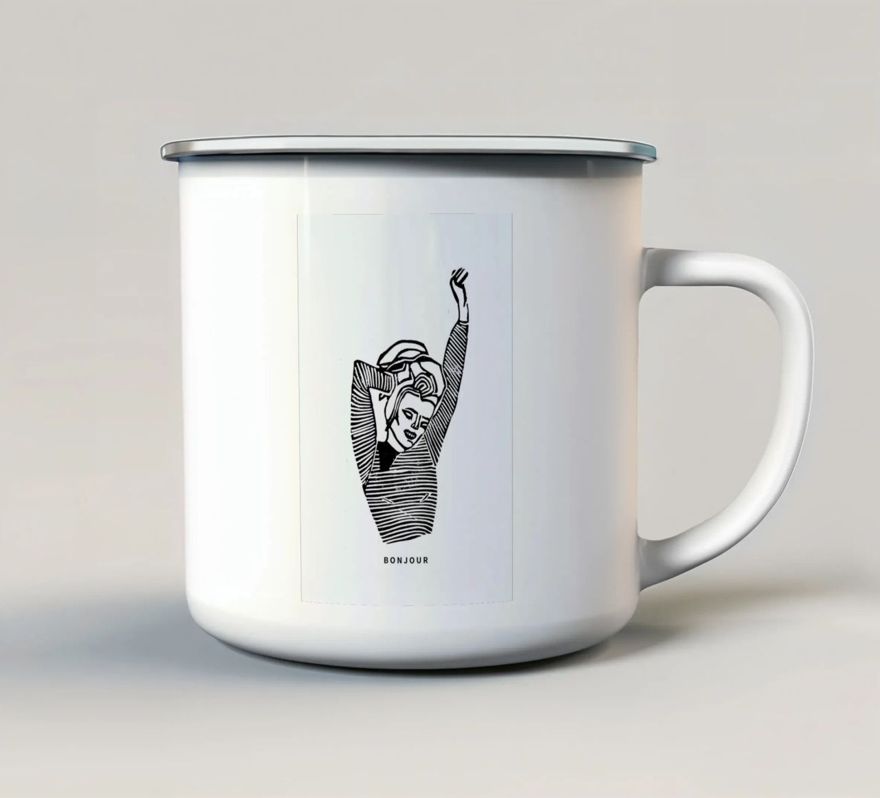 Bonjour tazza in smalto da GIGI ICÔNE