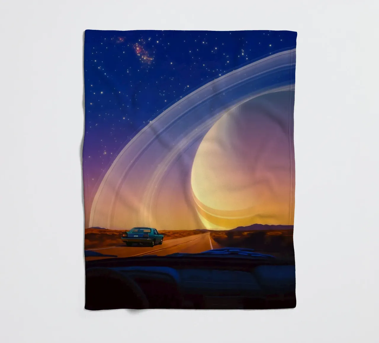 Kosmischer Roadtrip bei Sonnenaufgang Fleecedecke von Taudalpoi