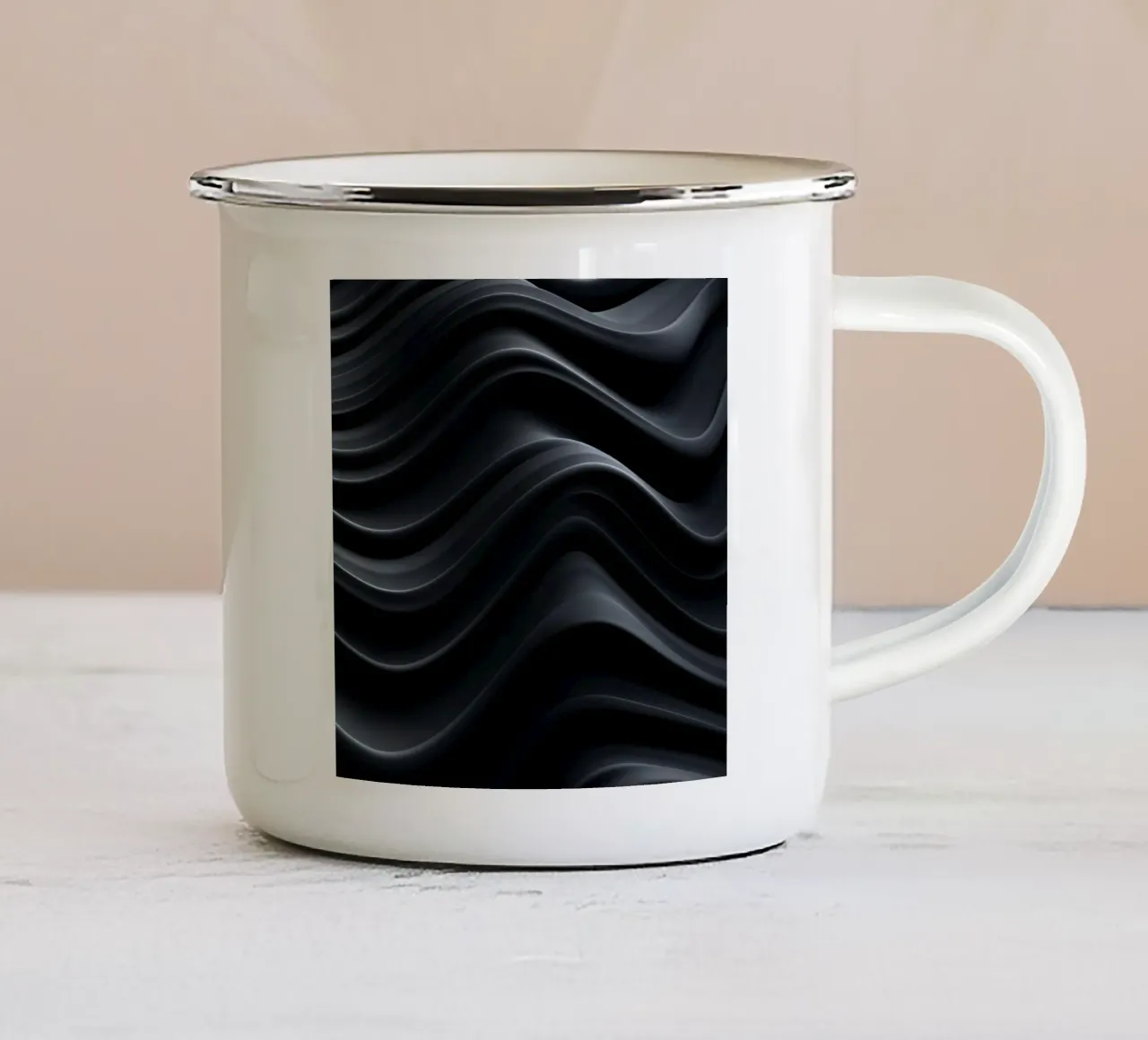 Onde nere tazza in smalto da Modern Muse