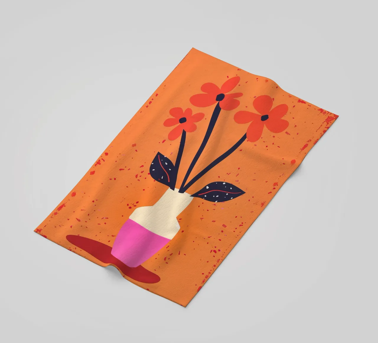 Natura morta rosa arancio con tre fiori telo mare da Autofocus