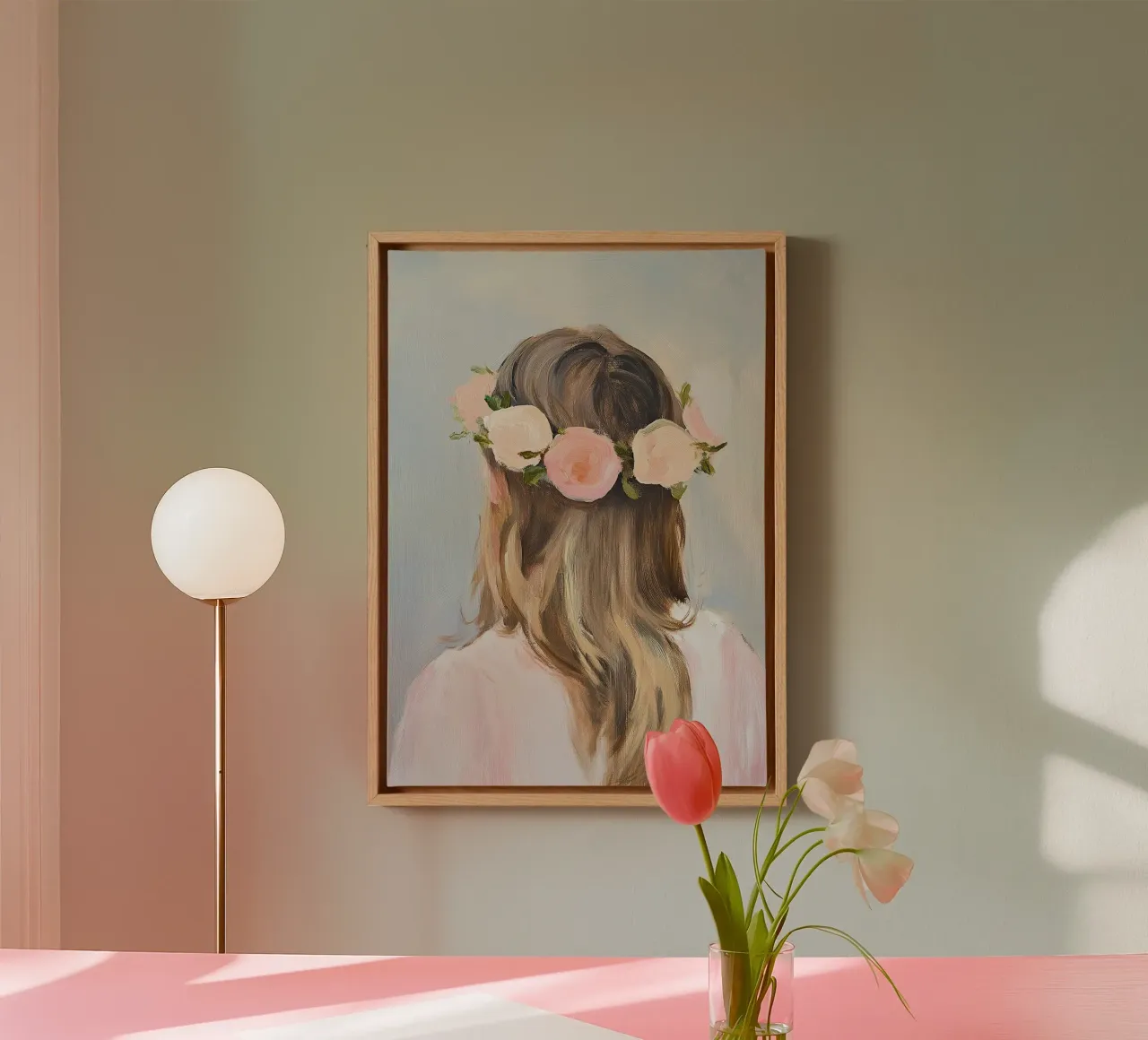 Corona di fiori tela con Cornice a cassetta da Euphoria Theresa