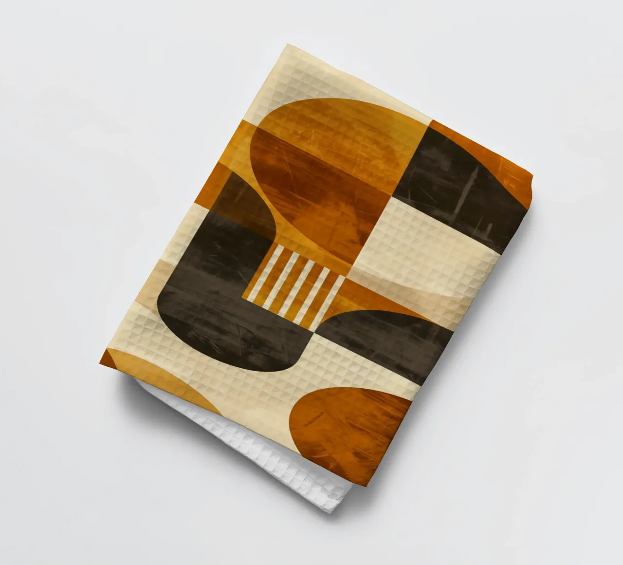Forme geometriche astratte degli anni '70 in marrone canovaccio da cucina da Autofocus