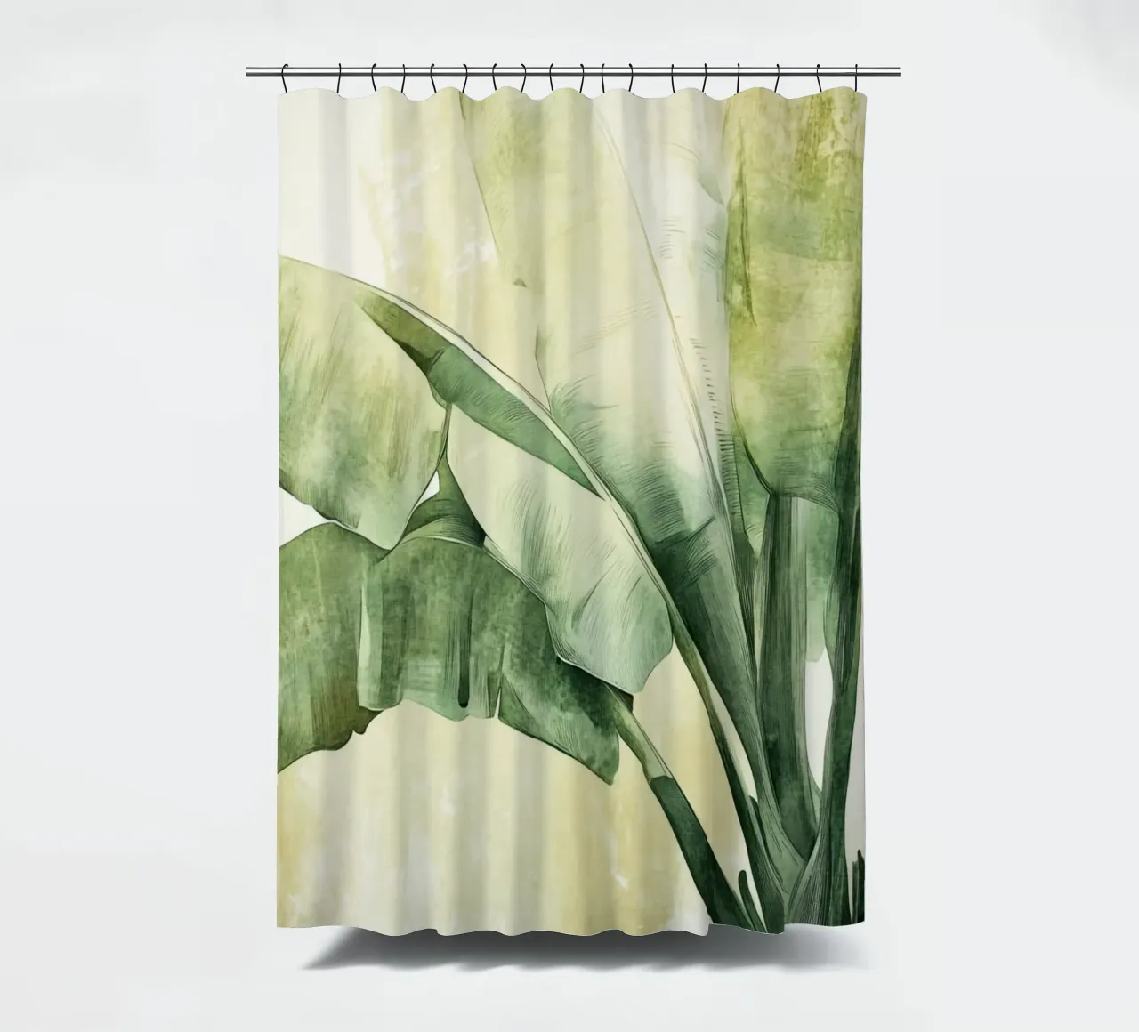 Tropical Banana Leaf Bliss shower curtain by Modern Muse