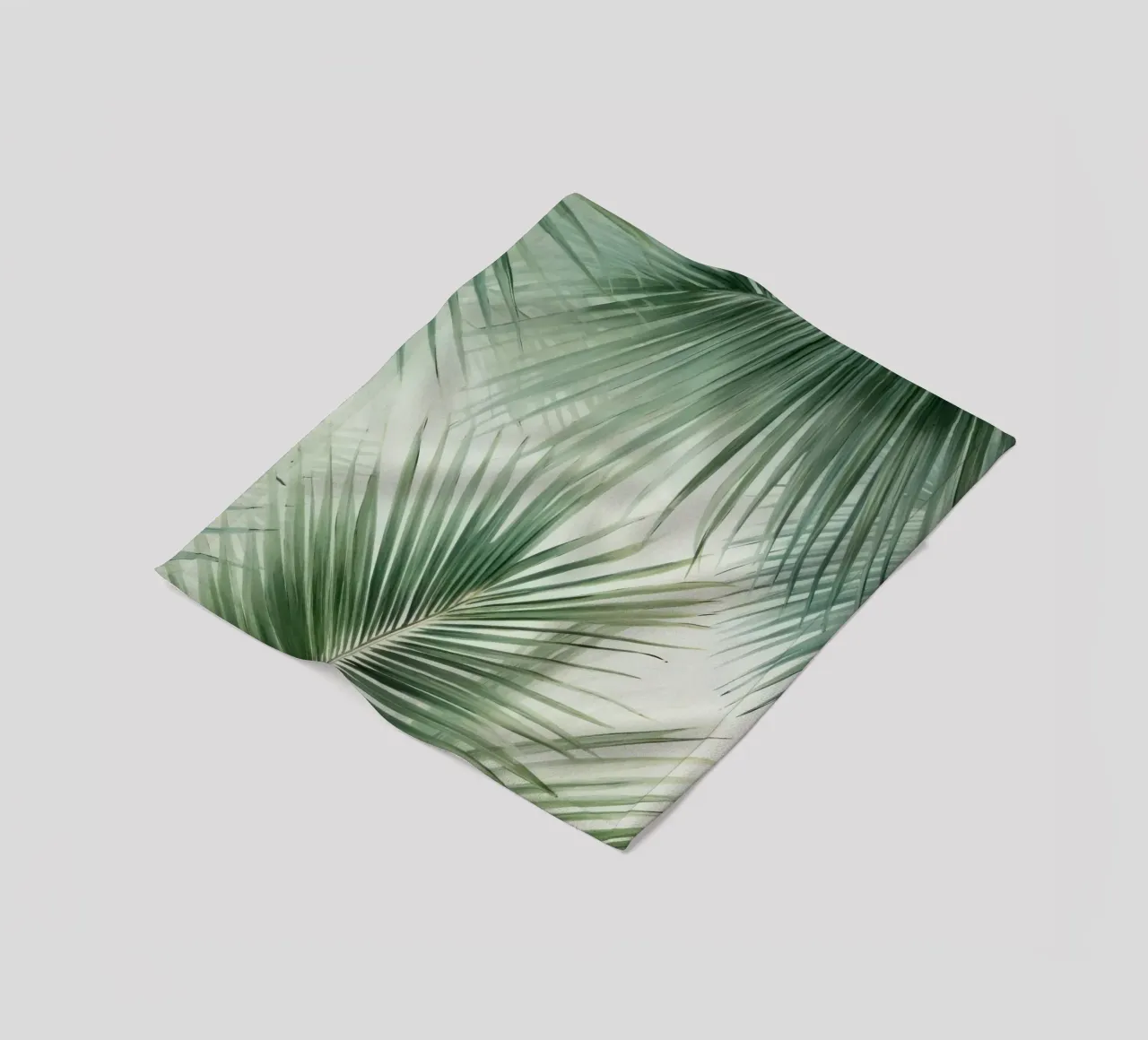 Eleganza tropicale: Sussurri di palma su crema coperta in pile da Modern Muse