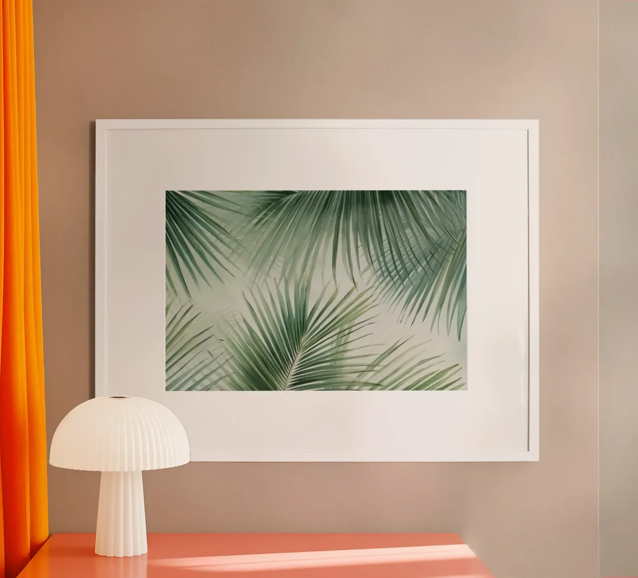 Tropische Eleganz: Palmengeflüster auf Creme Hahnemühle von Modern Muse