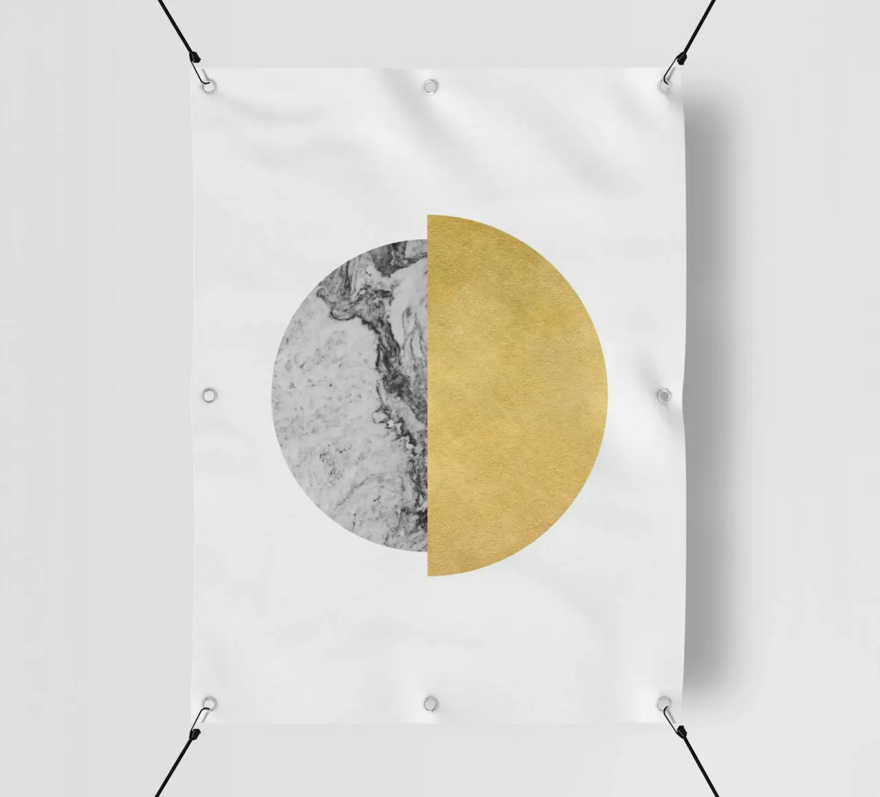 Arte dell'eclissi minimalista in oro e marmo telo in pvc da kookiepixel