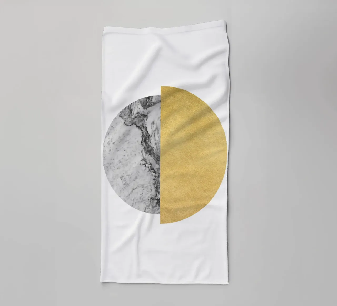 Gold and Marble Minimalist Eclipse Art towel by kookiepixel