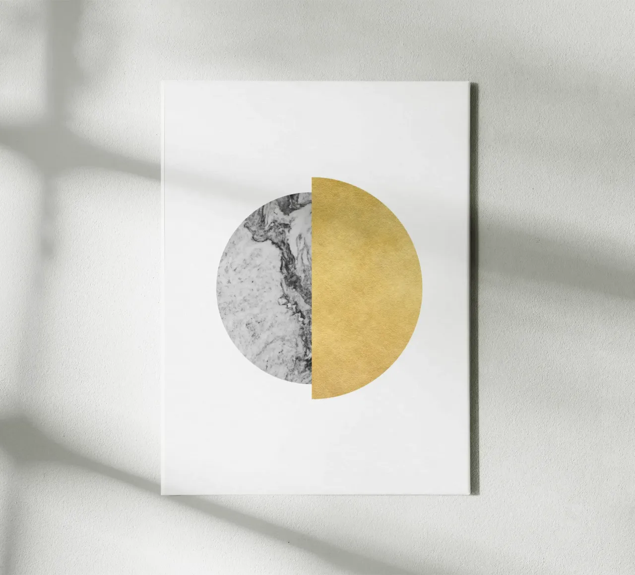 Gold and Marble Minimalist Eclipse Art canvas with Floater frame by kookiepixel